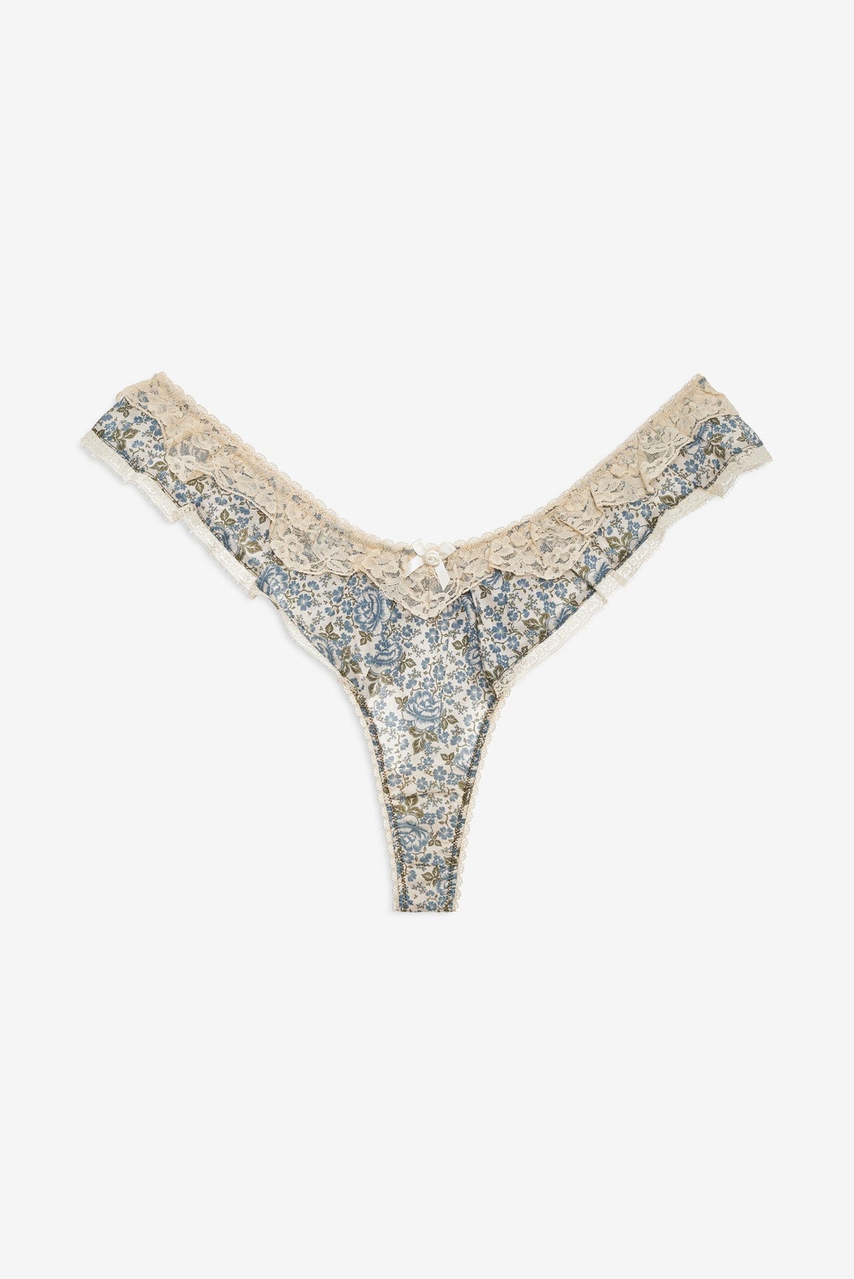 Primrose Posey Ruffle Thong Panty - Dusty Blue