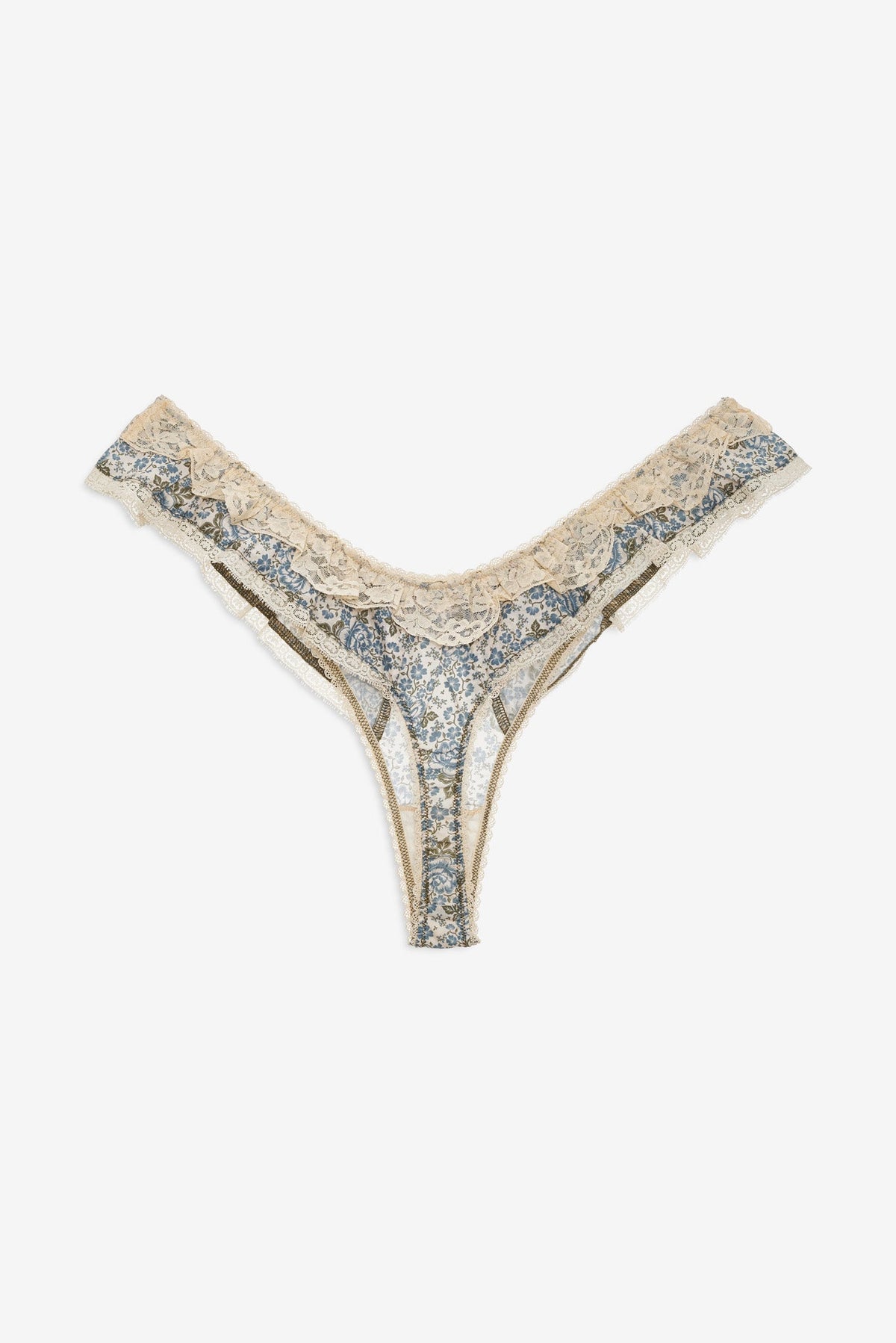 Primrose Posey Ruffle Thong Panty - Dusty Blue