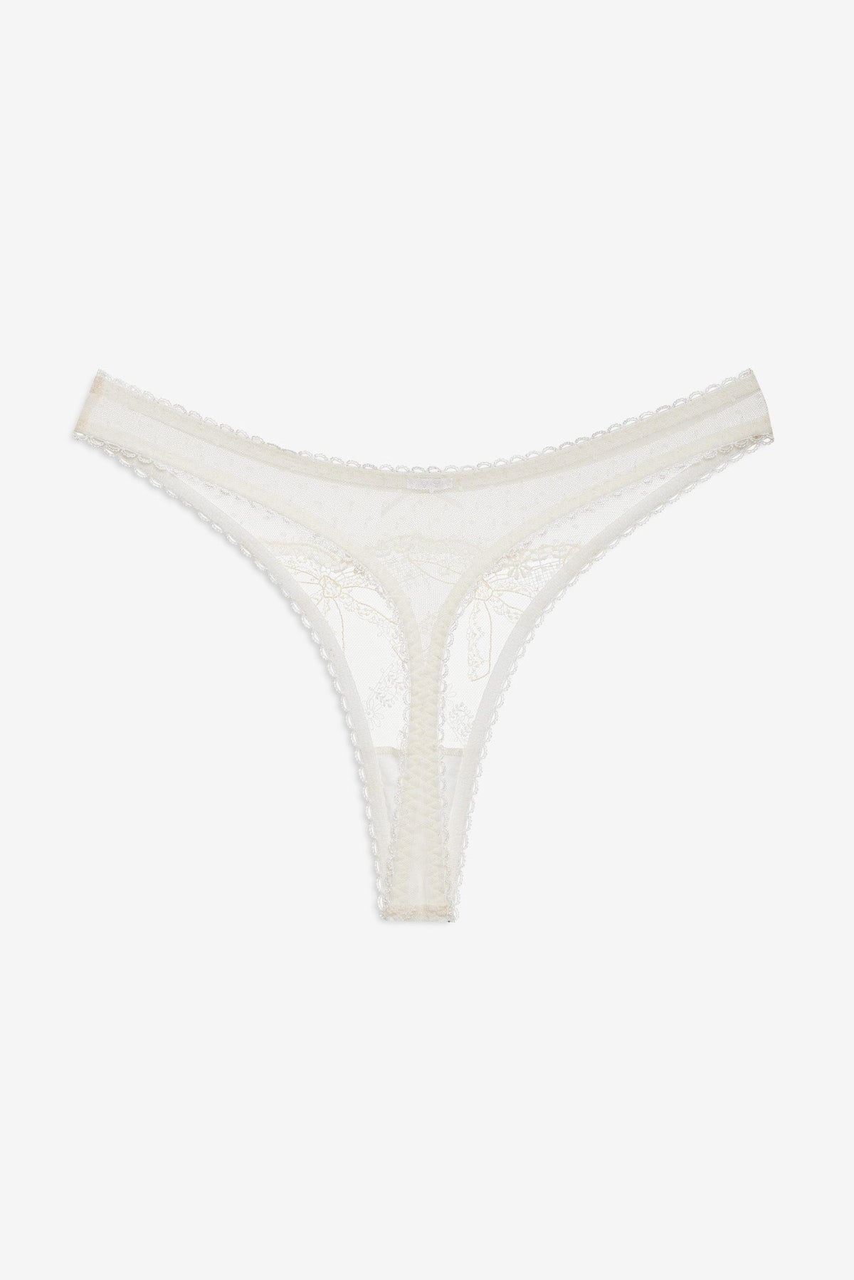 Chantilly Bows Thong Panty - Tan