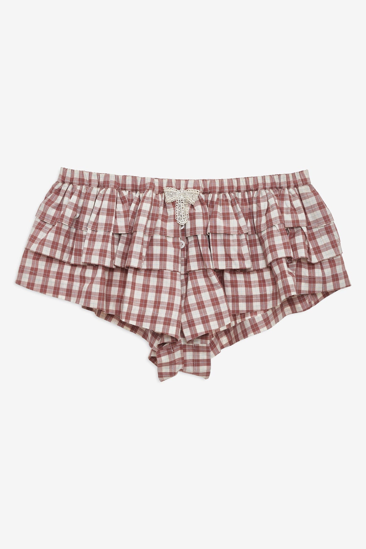 Poppy Gingham Boxer Short - Brown