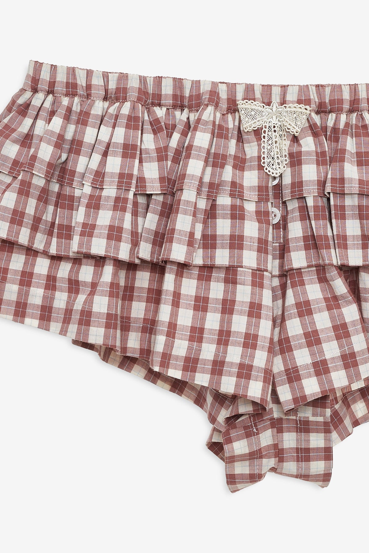 Poppy Gingham Boxer Short - Brown