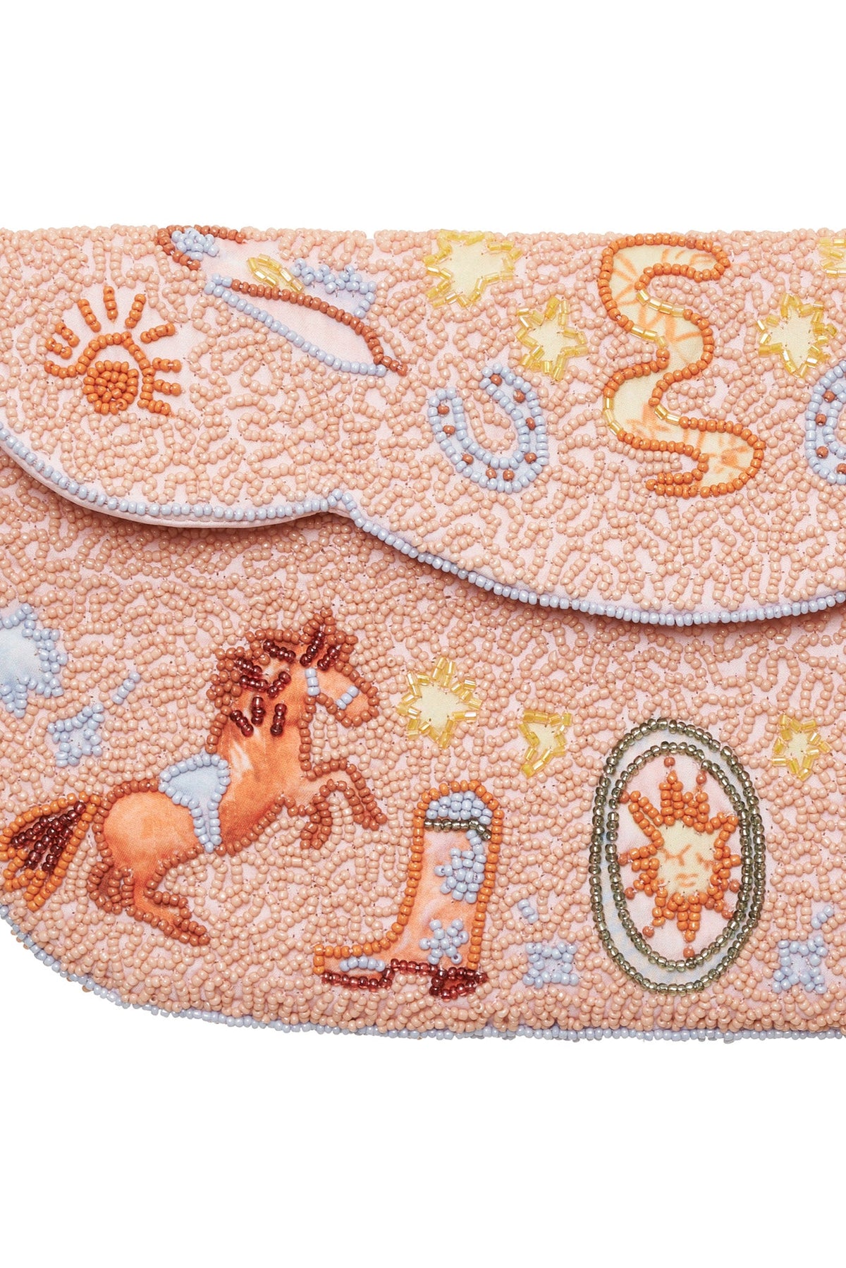 Western Beaded Clutch - Peach