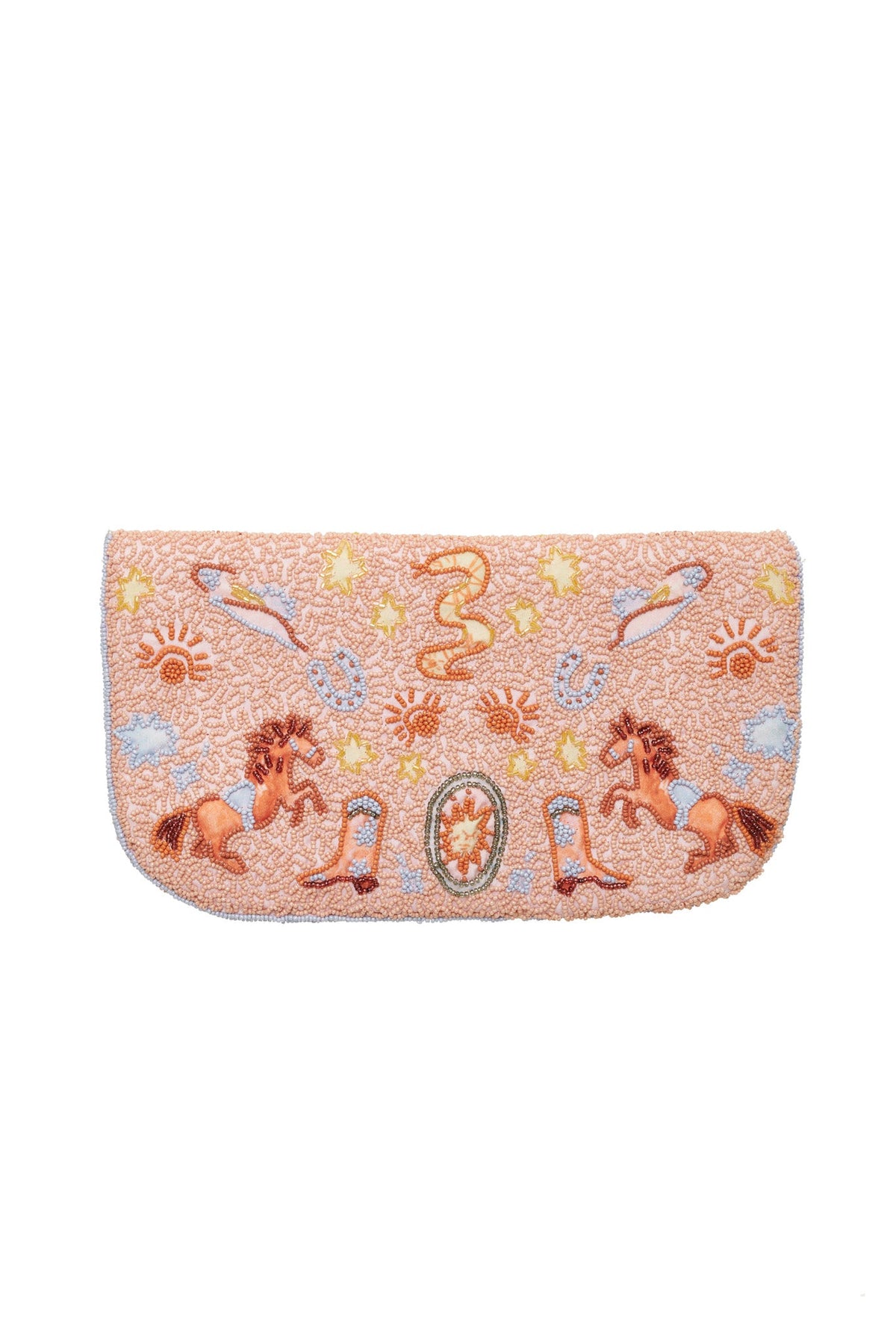Western Beaded Clutch - Peach
