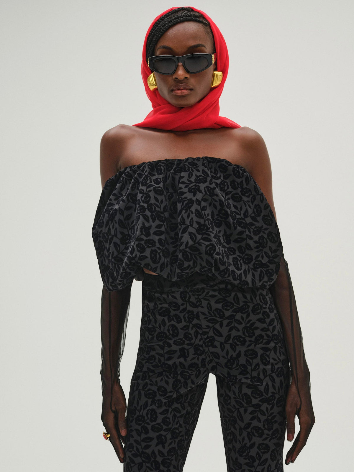 Midnight Velvet Bubble Top - Black