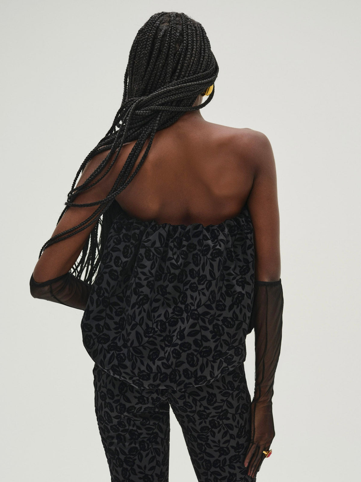 Midnight Velvet Bubble Top - Black