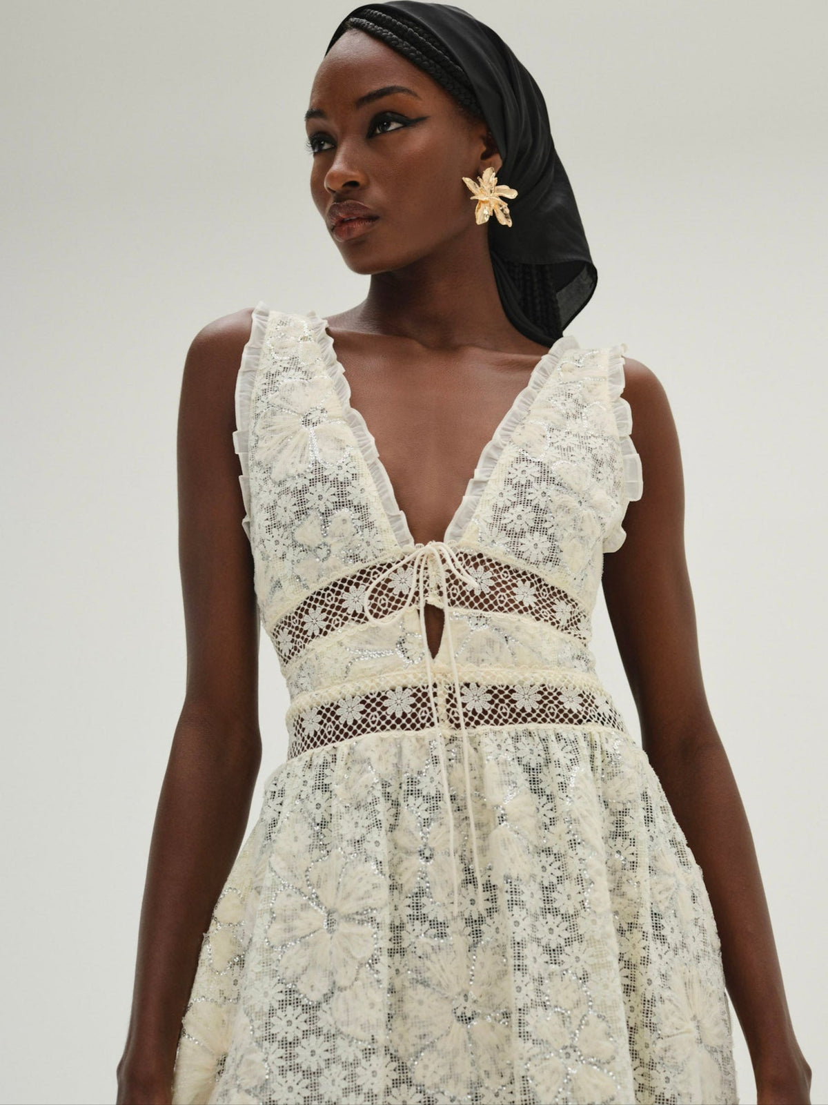 Snowflake Daisy Midi Dress - Cream