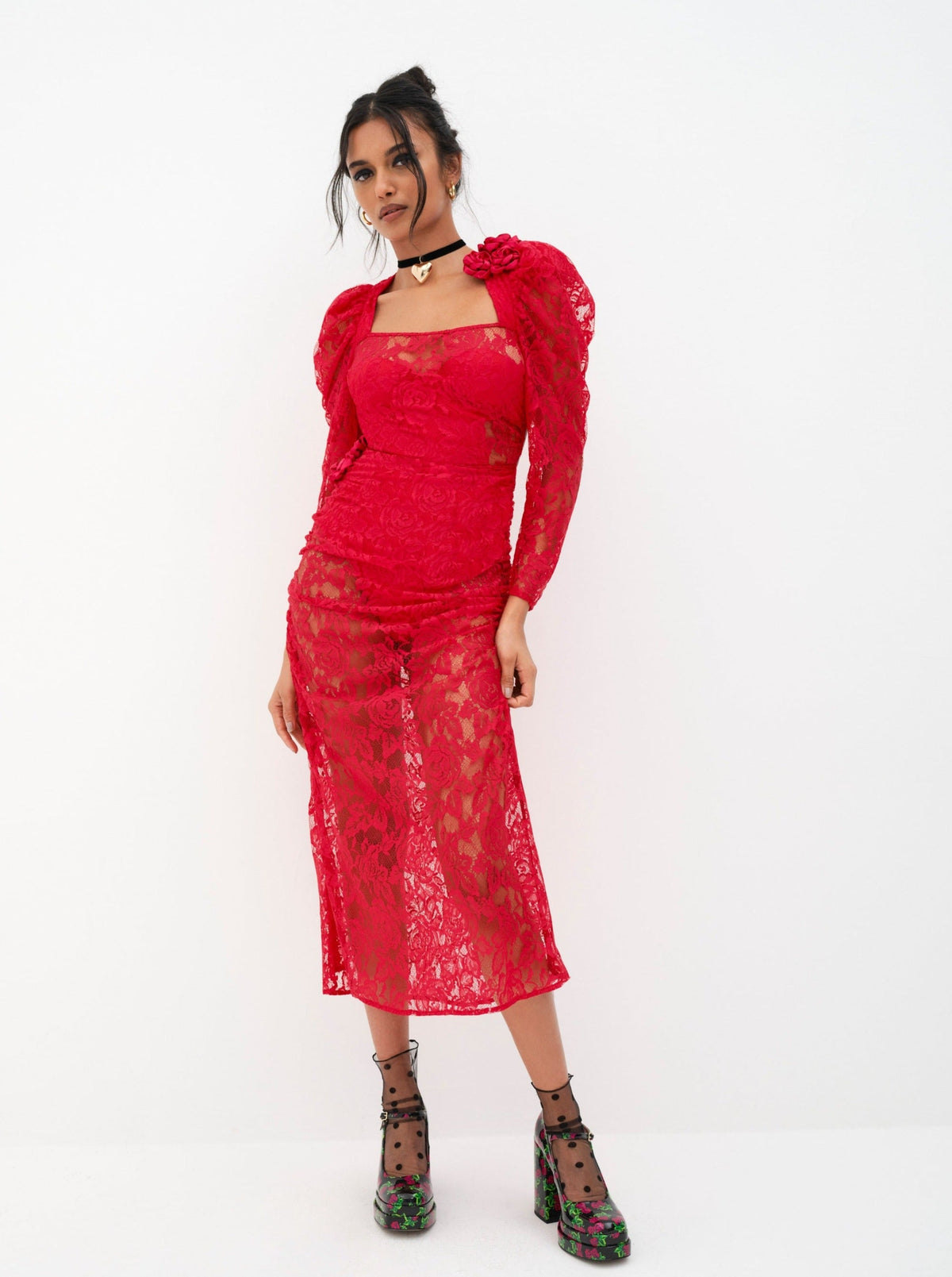 Kana Midi Dress - Red