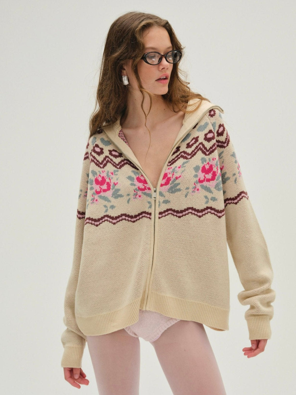 Ski Lodge Zip-Up Sweater - Cream