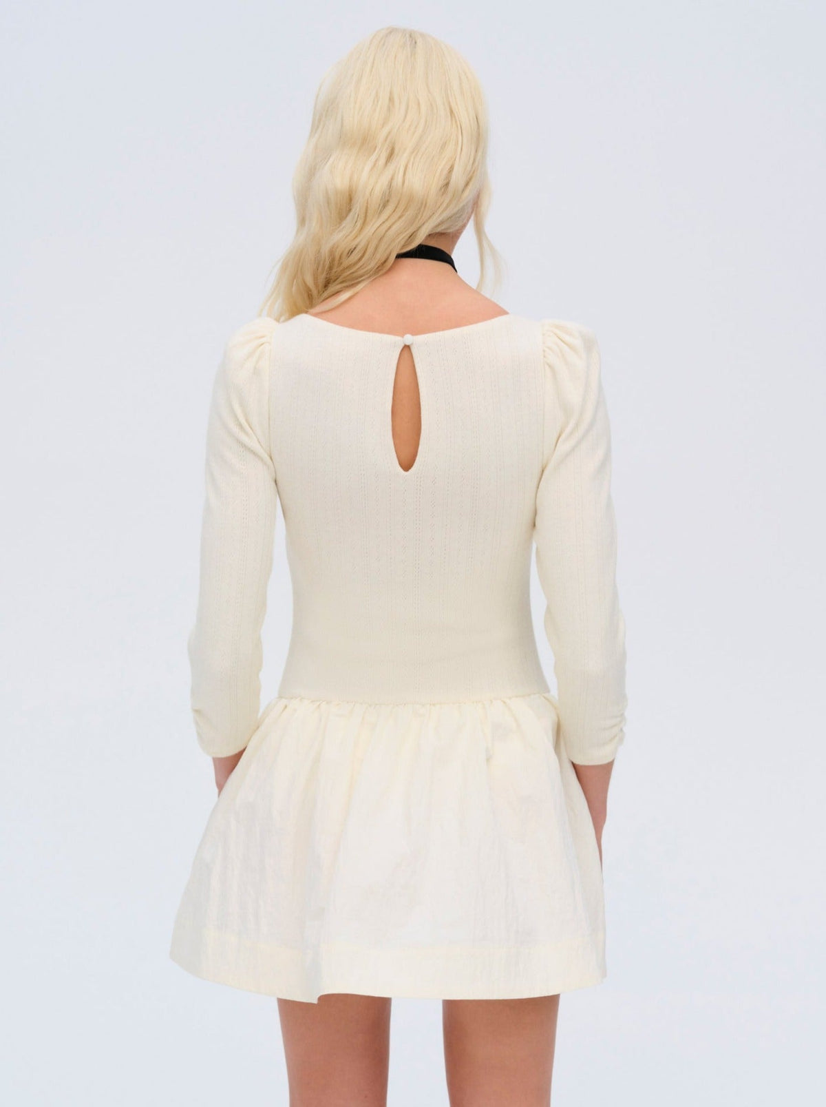 Aliyah Pointelle Mini Dress - Cream