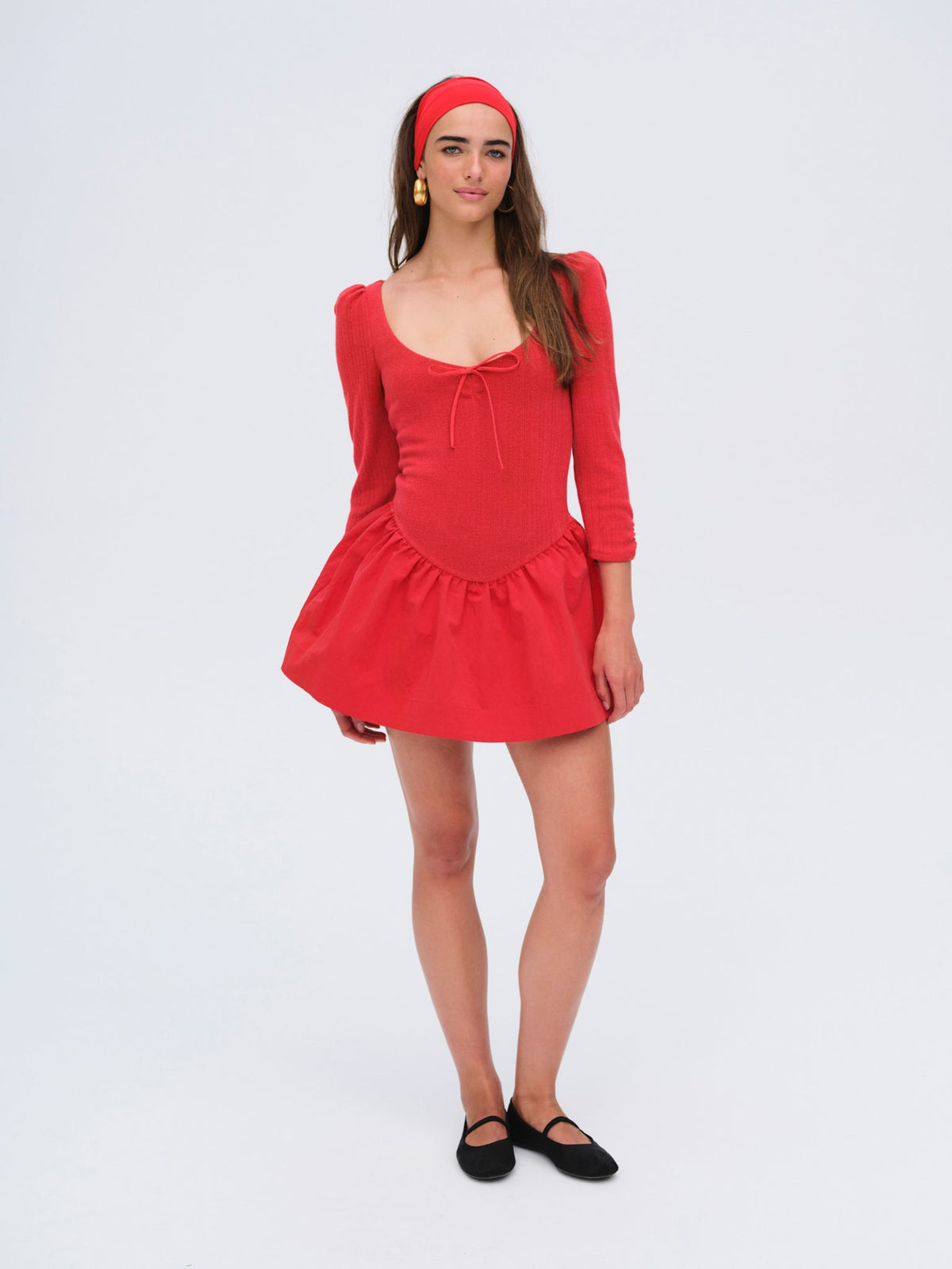 Aliyah Pointelle Mini Dress - Red