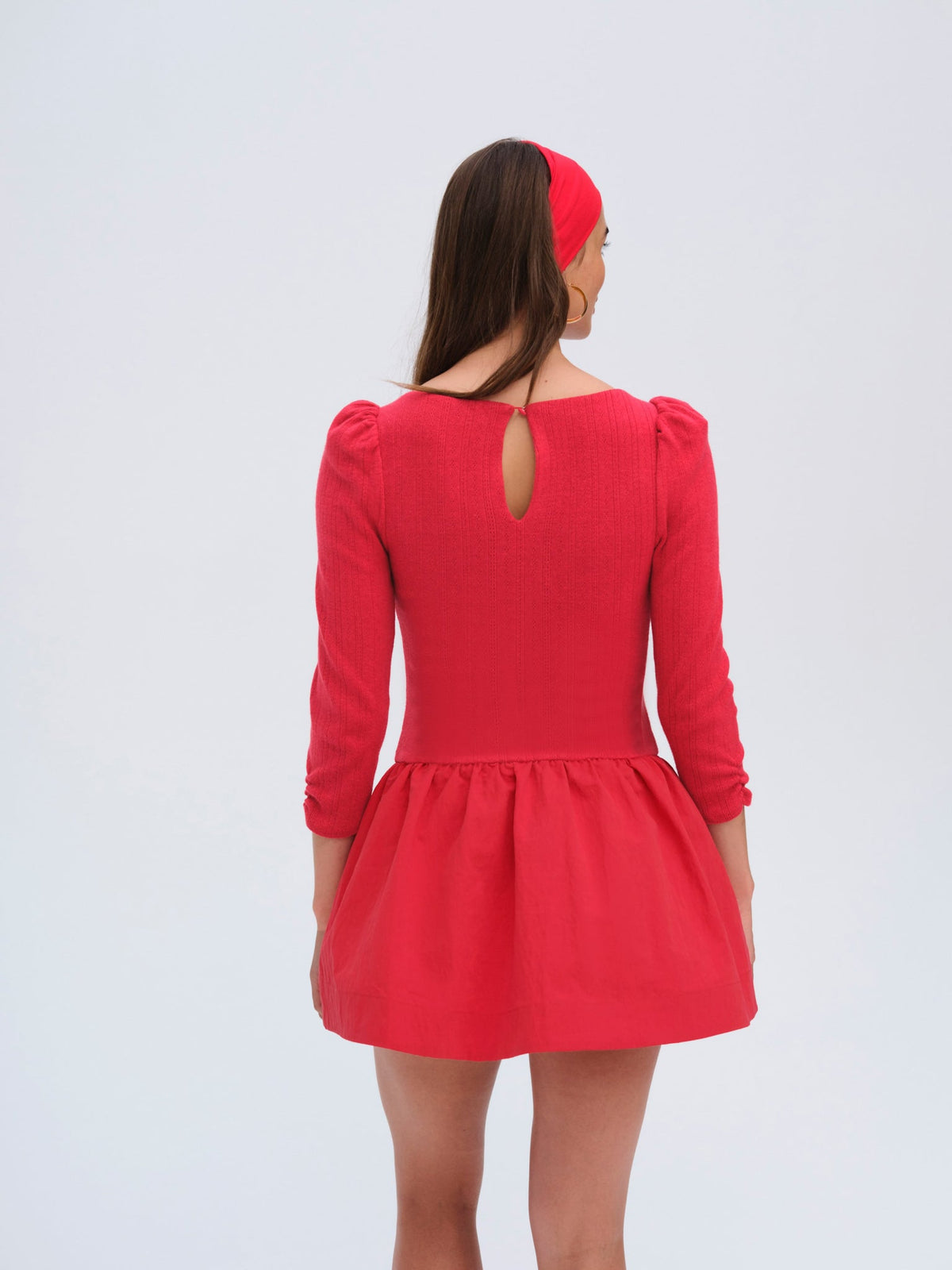 Aliyah Pointelle Mini Dress - Red
