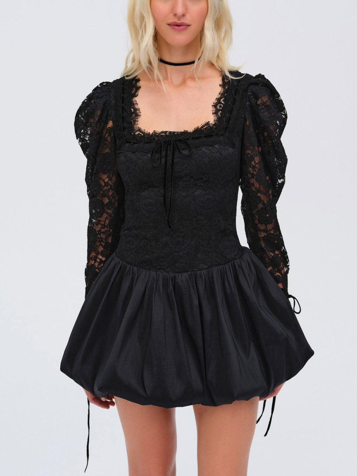 Waverly Lace Mini Dress - Black
