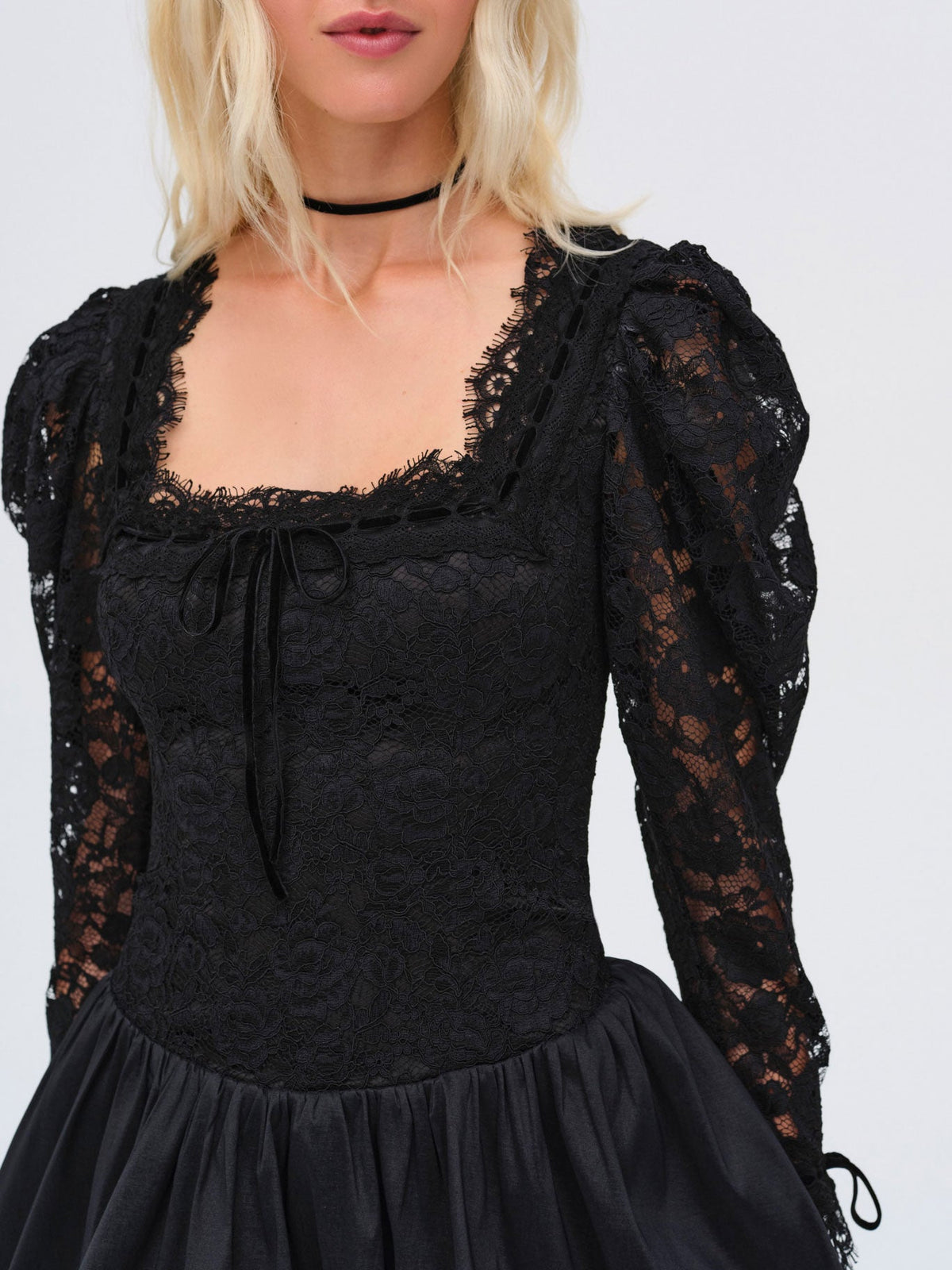 Waverly Lace Mini Dress - Black