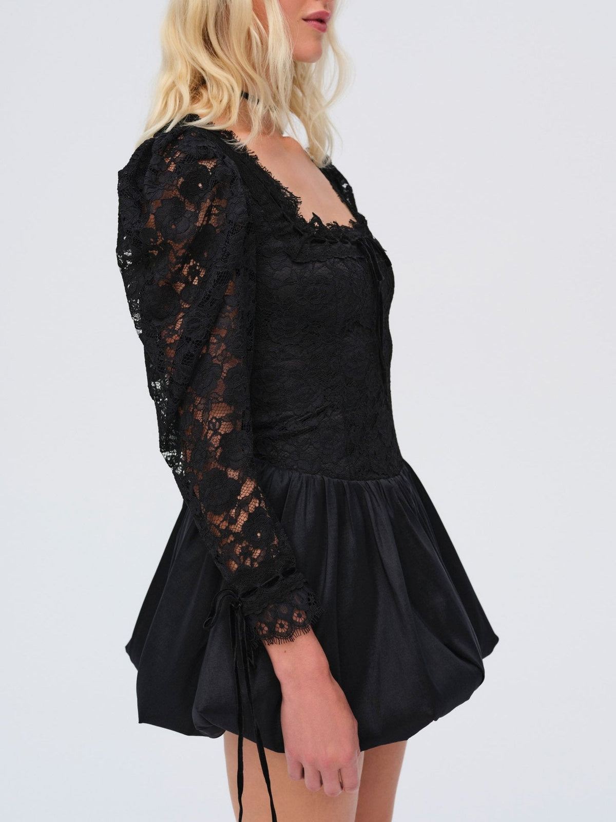 Waverly Lace Mini Dress - Black