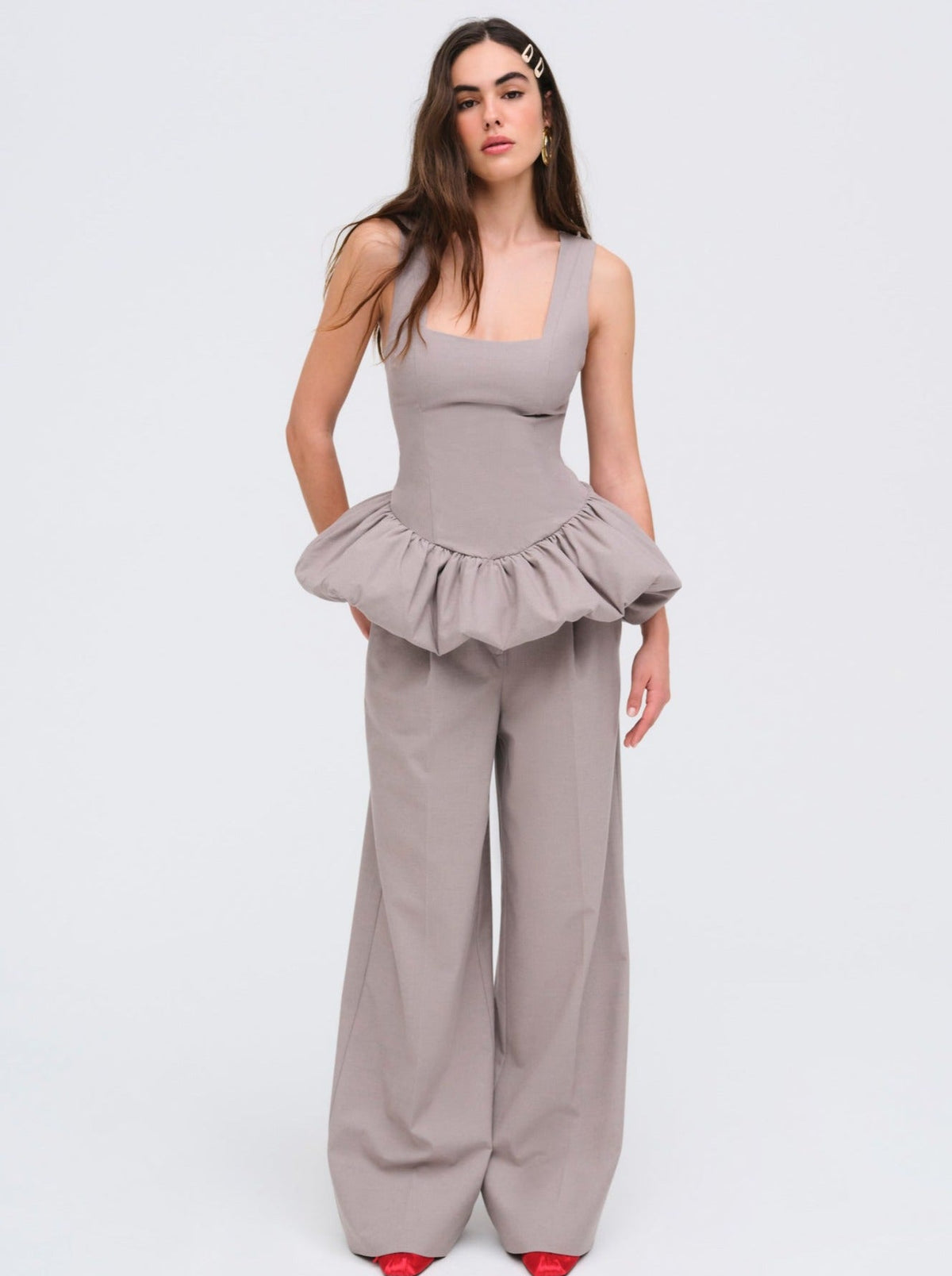Marianne Bubble Hem Corset Top - Purple