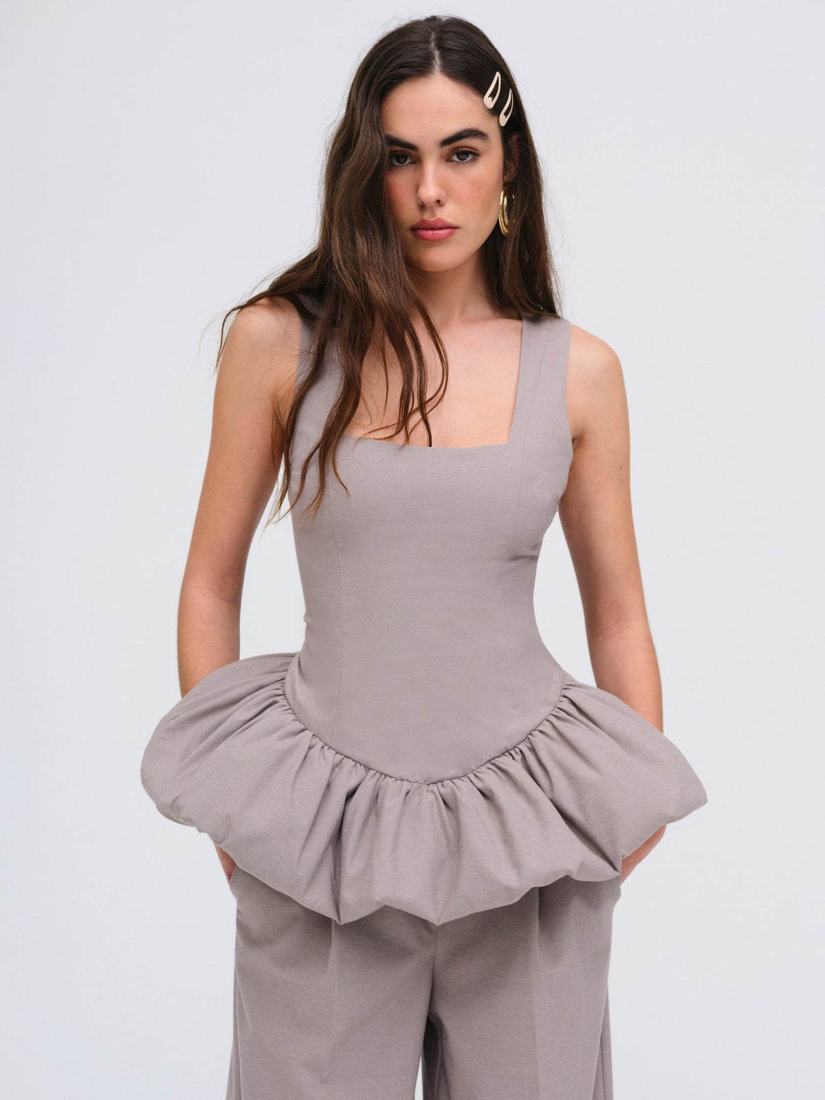 Marianne Bubble Hem Corset Top - Purple