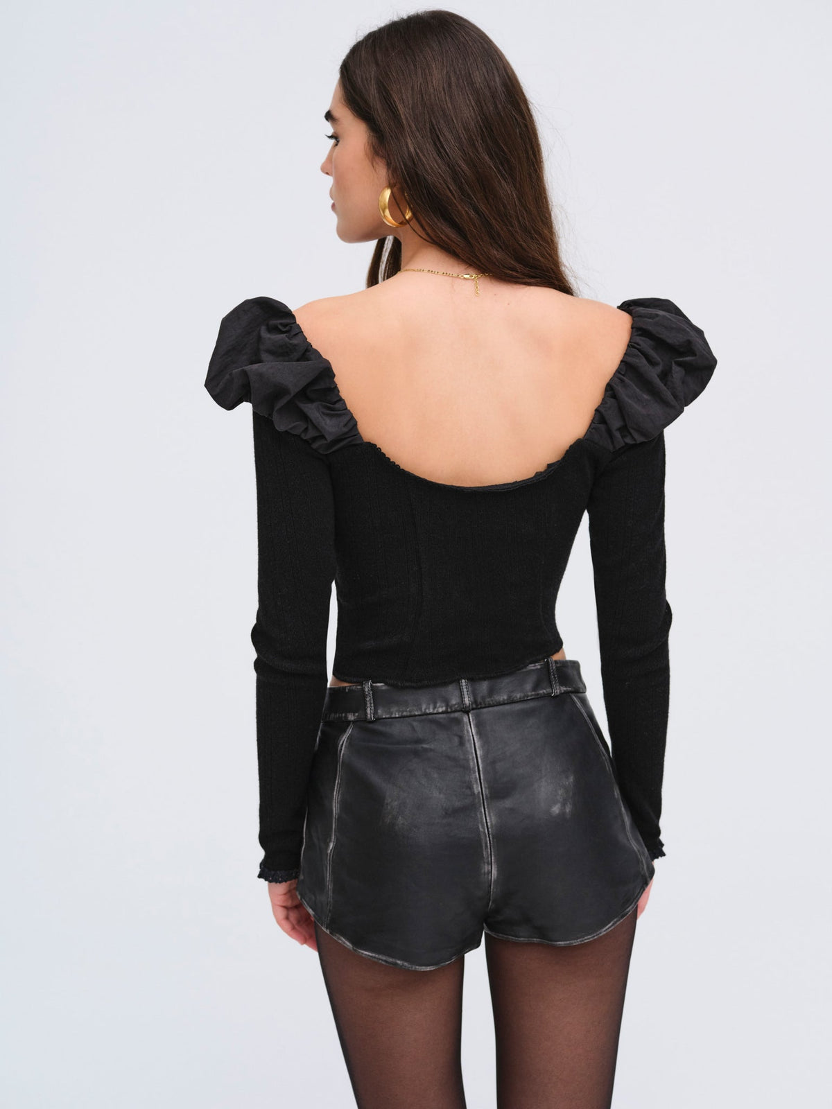 Aliyah Pointelle Top - Black
