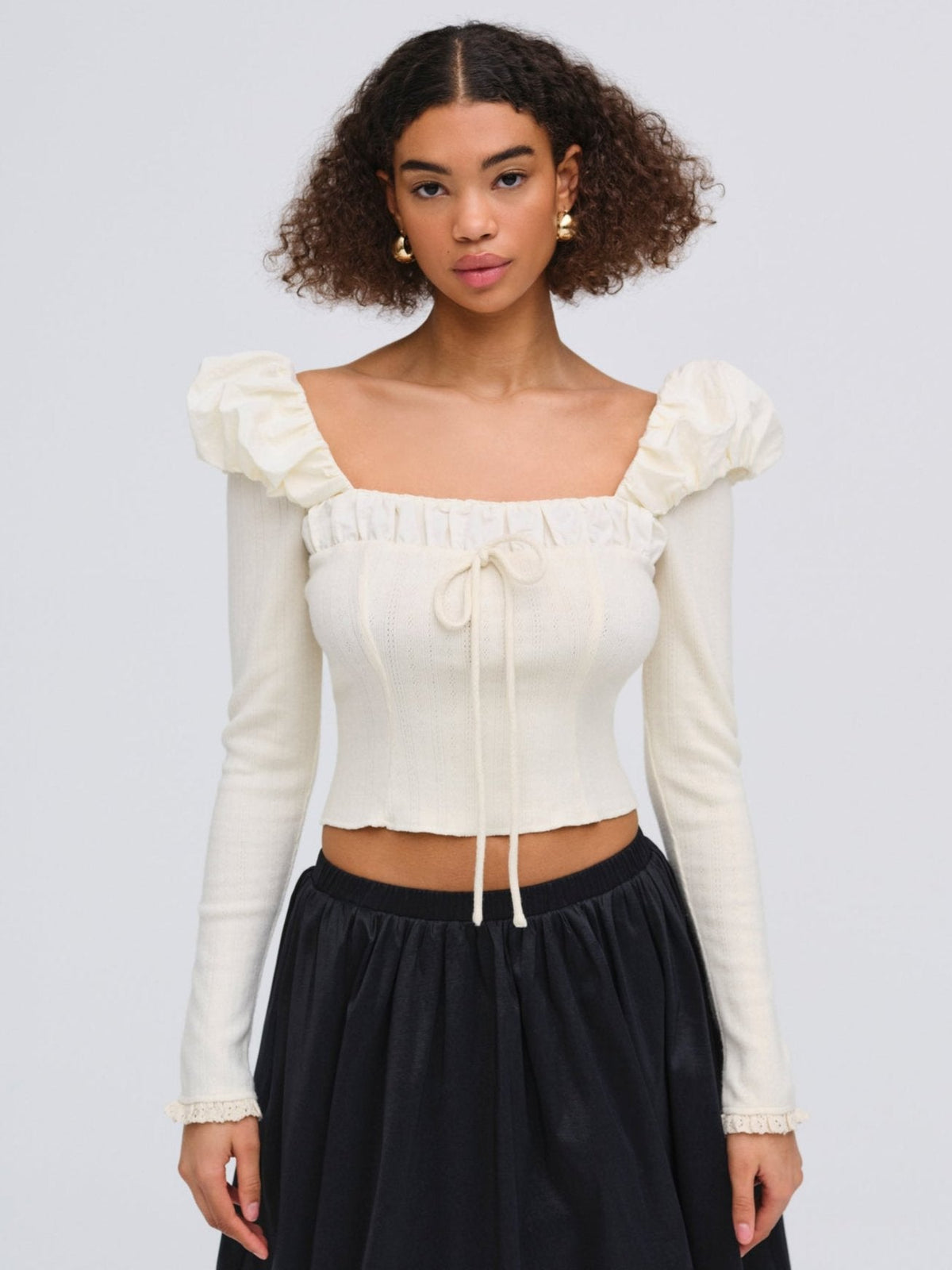 Aliyah Pointelle Top - Cream
