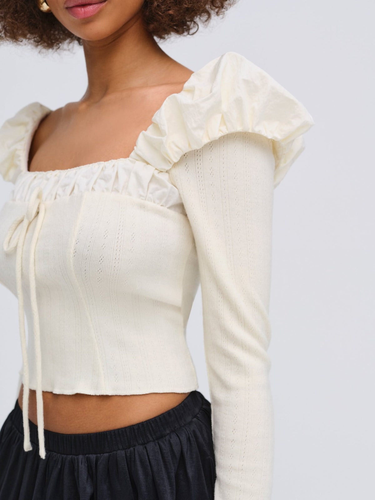 Aliyah Pointelle Top - Cream