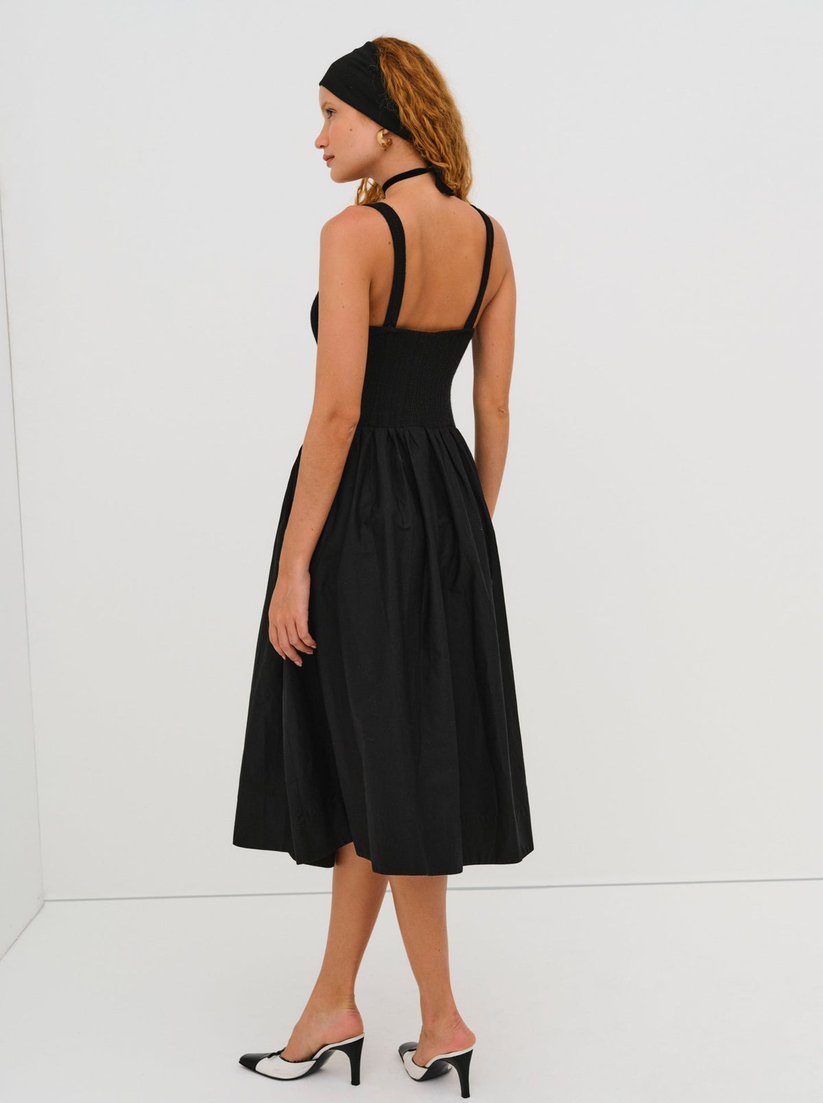 Billie Pointelle Midi Dress - Black
