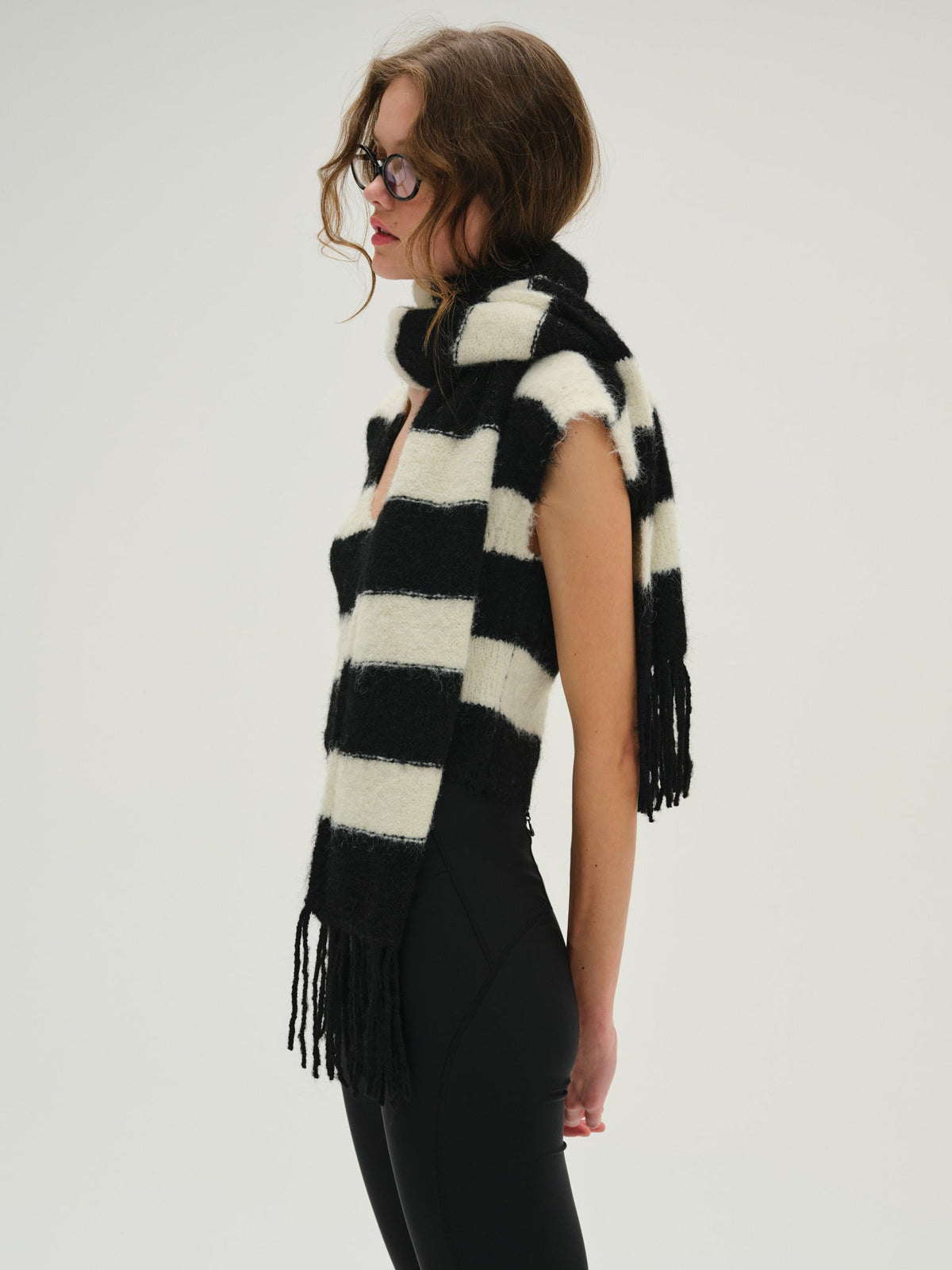 Meggy Crop Top and Scarf - Black
