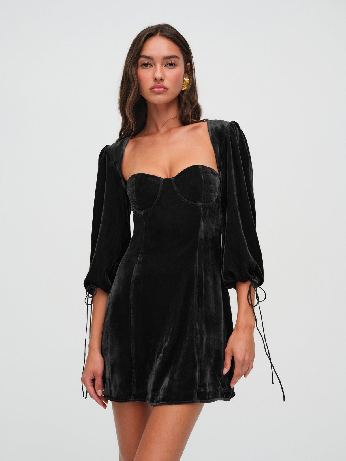 Nadine Velvet Mini Dress - Black
