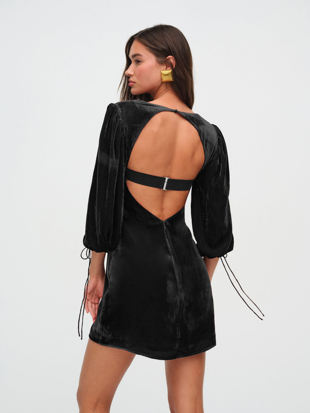 Nadine Velvet Mini Dress - Black