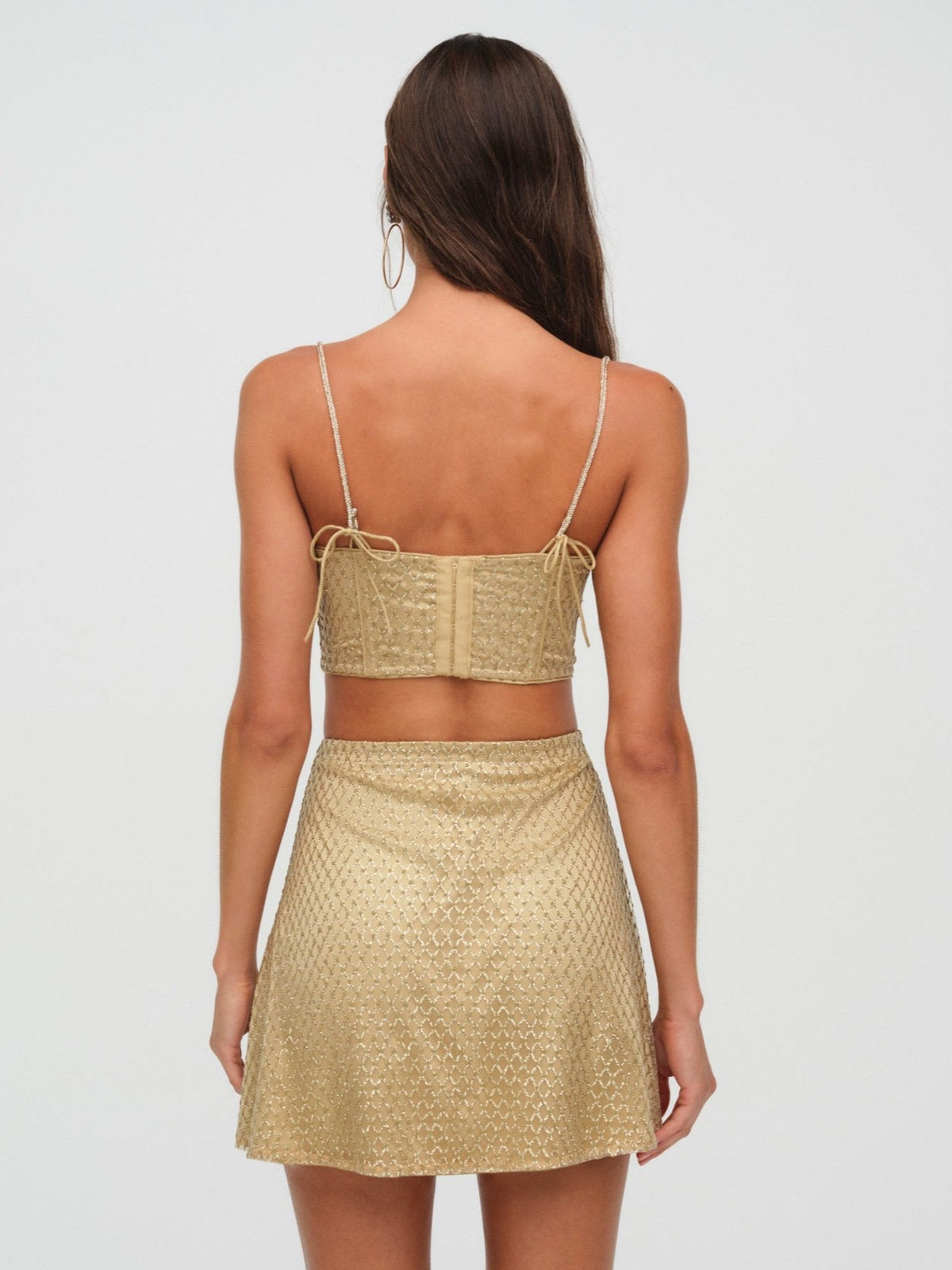 Glitter Grid Mini Skirt - Gold