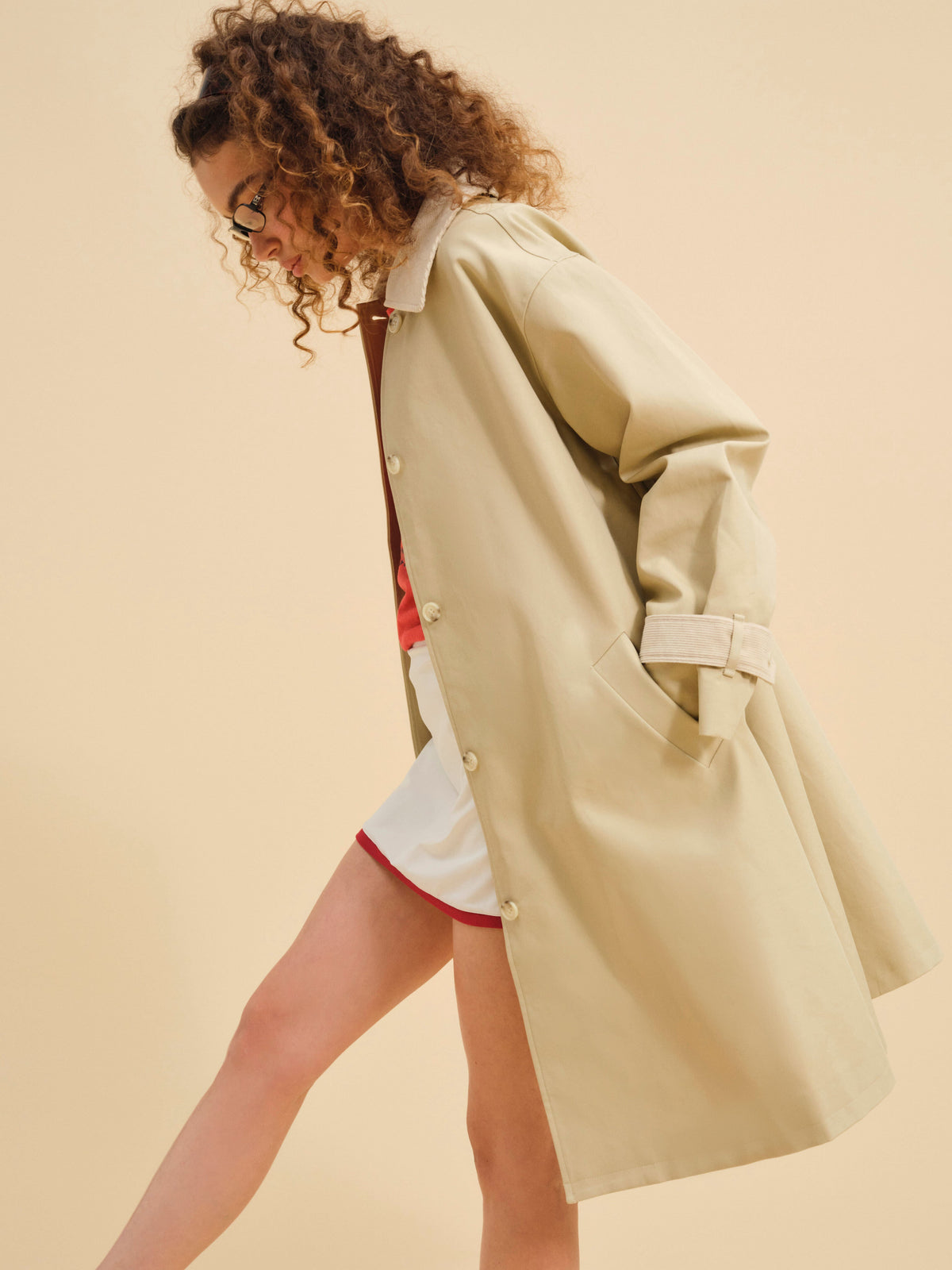 Gabardine Trench Coat - CAMEL