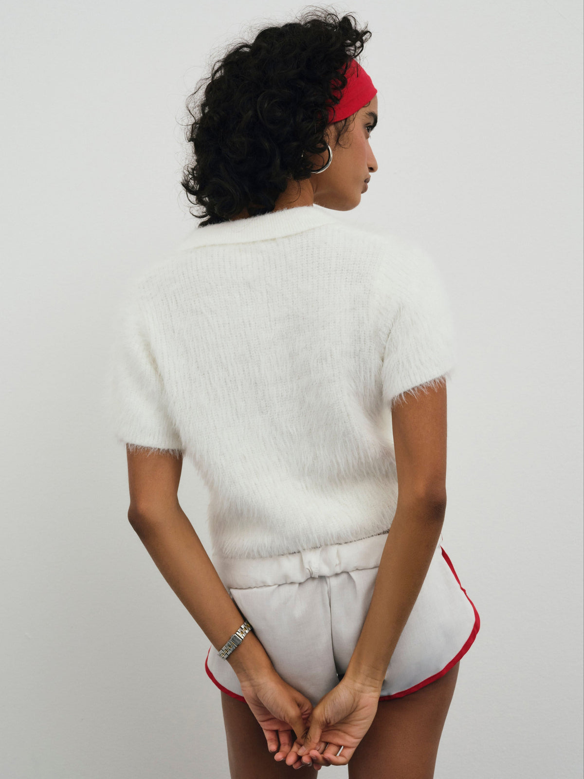 Fuzzy Knit  Top - White
