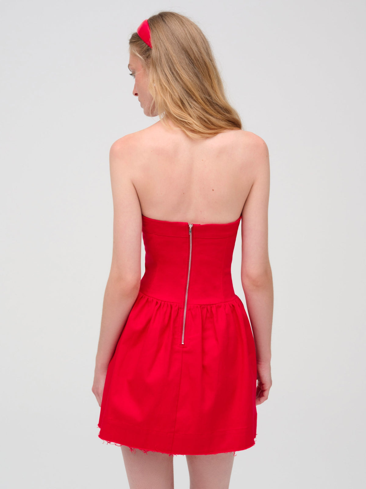 Lipstick Denim Mini Dress - Red