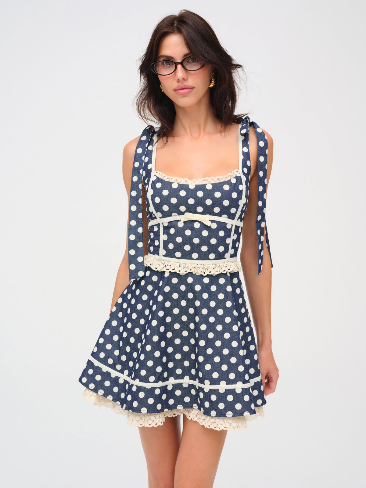Dolly Dot Mini Dress - Indigo