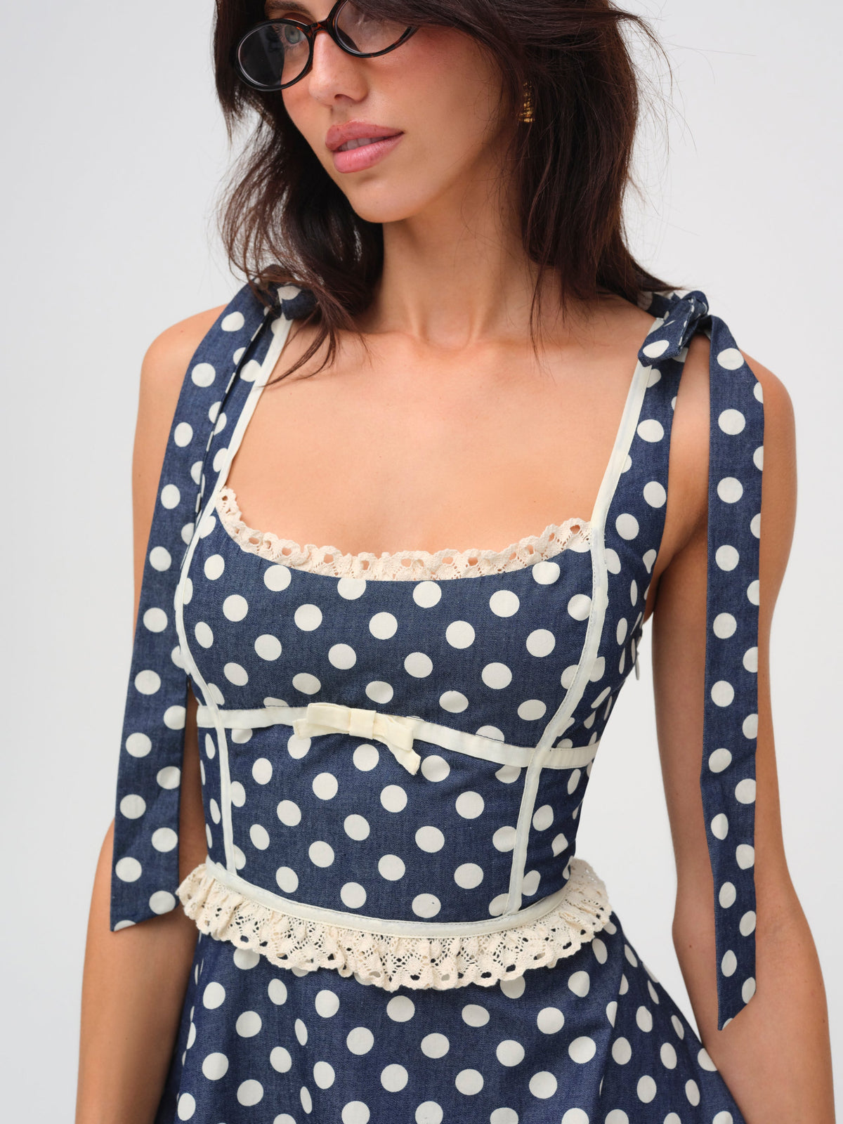 Dolly Dot Mini Dress - Indigo