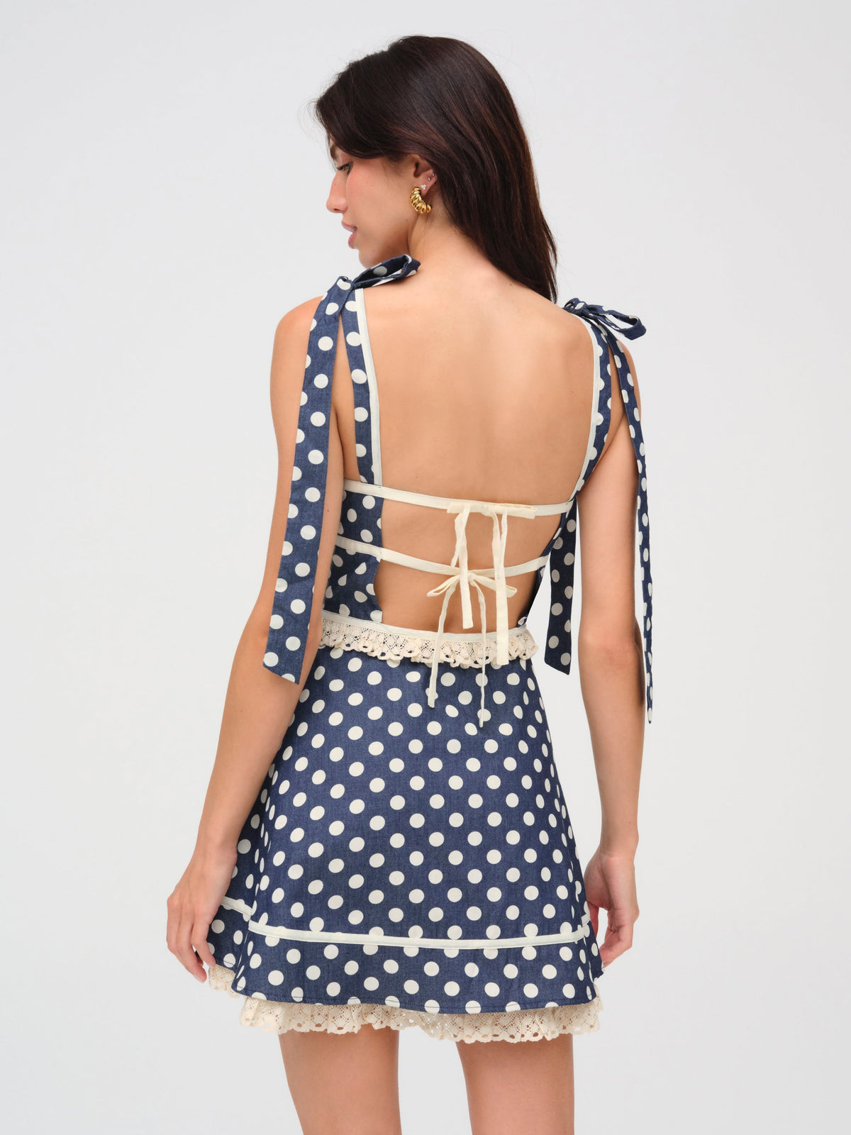Dolly Dot Mini Dress - Indigo