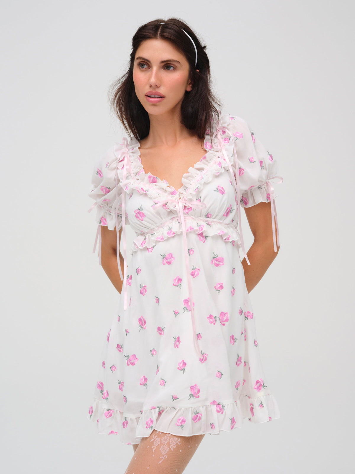 Fiona Floral Mini Dress - White
