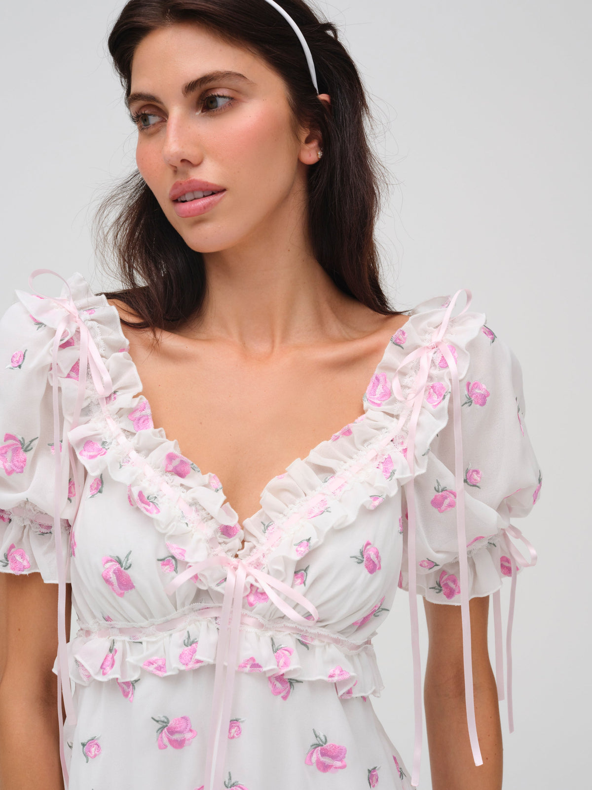 Fiona Floral Mini Dress - White