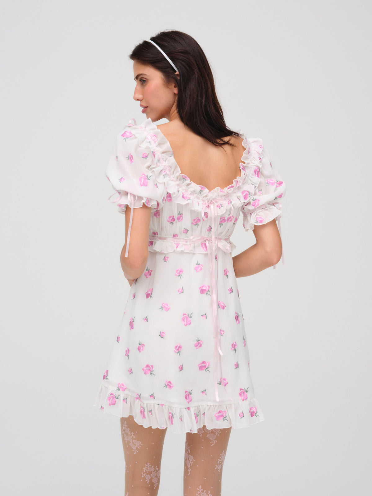 Fiona Floral Mini Dress - White