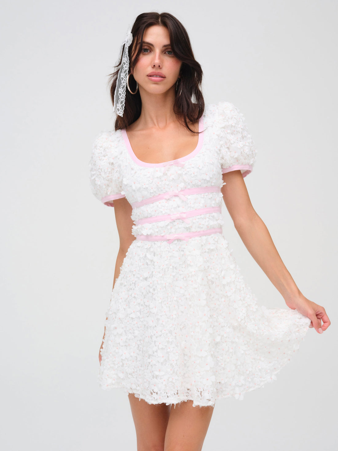 Stacked Blossom Lace Mini Dress