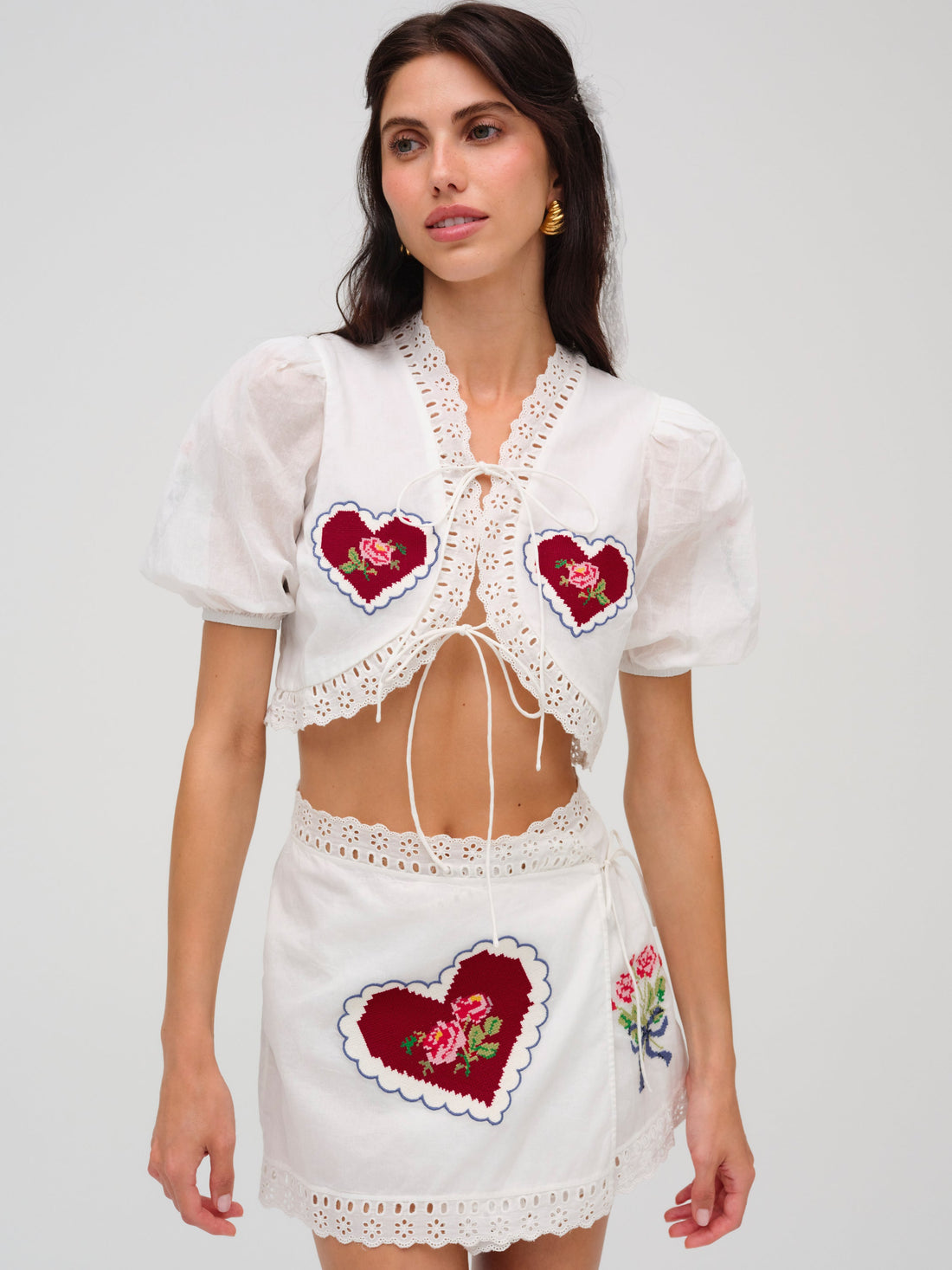 Mi Amore Embroidered Mini Skirt