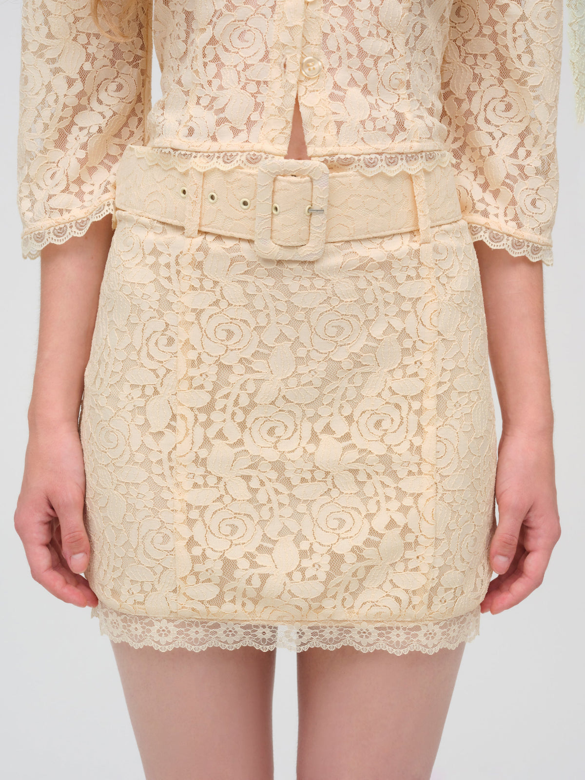 Lucy Lace Mini Skirt - Buttercream