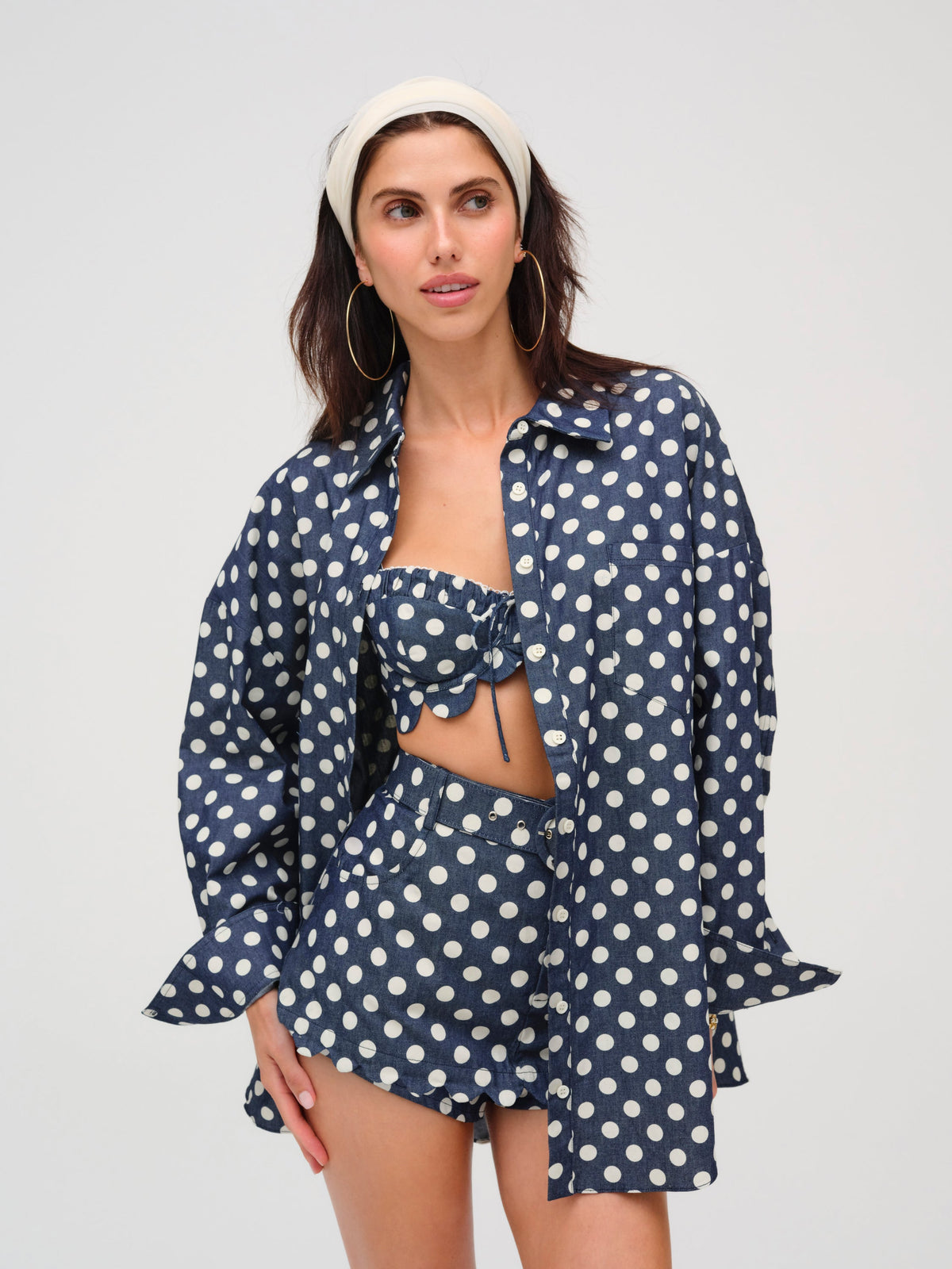 Dolly Dot Button-Down Top - Indigo