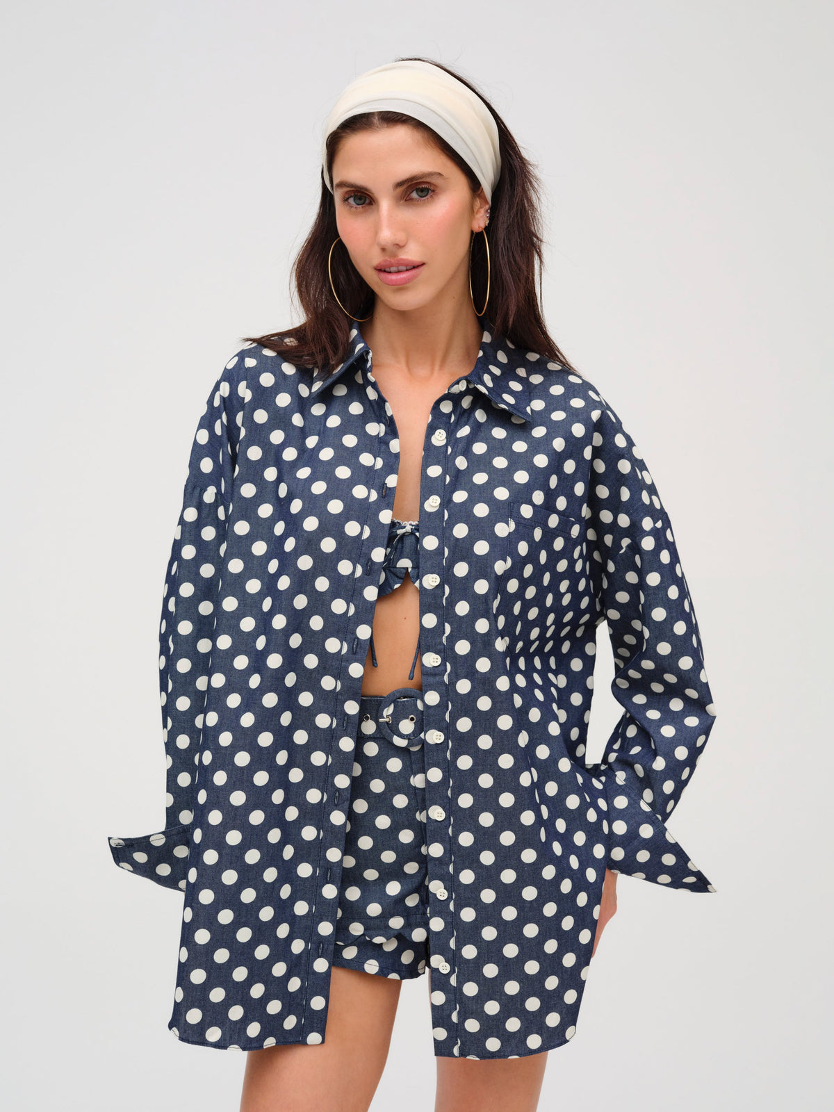 Dolly Dot Button-Down Top - Indigo