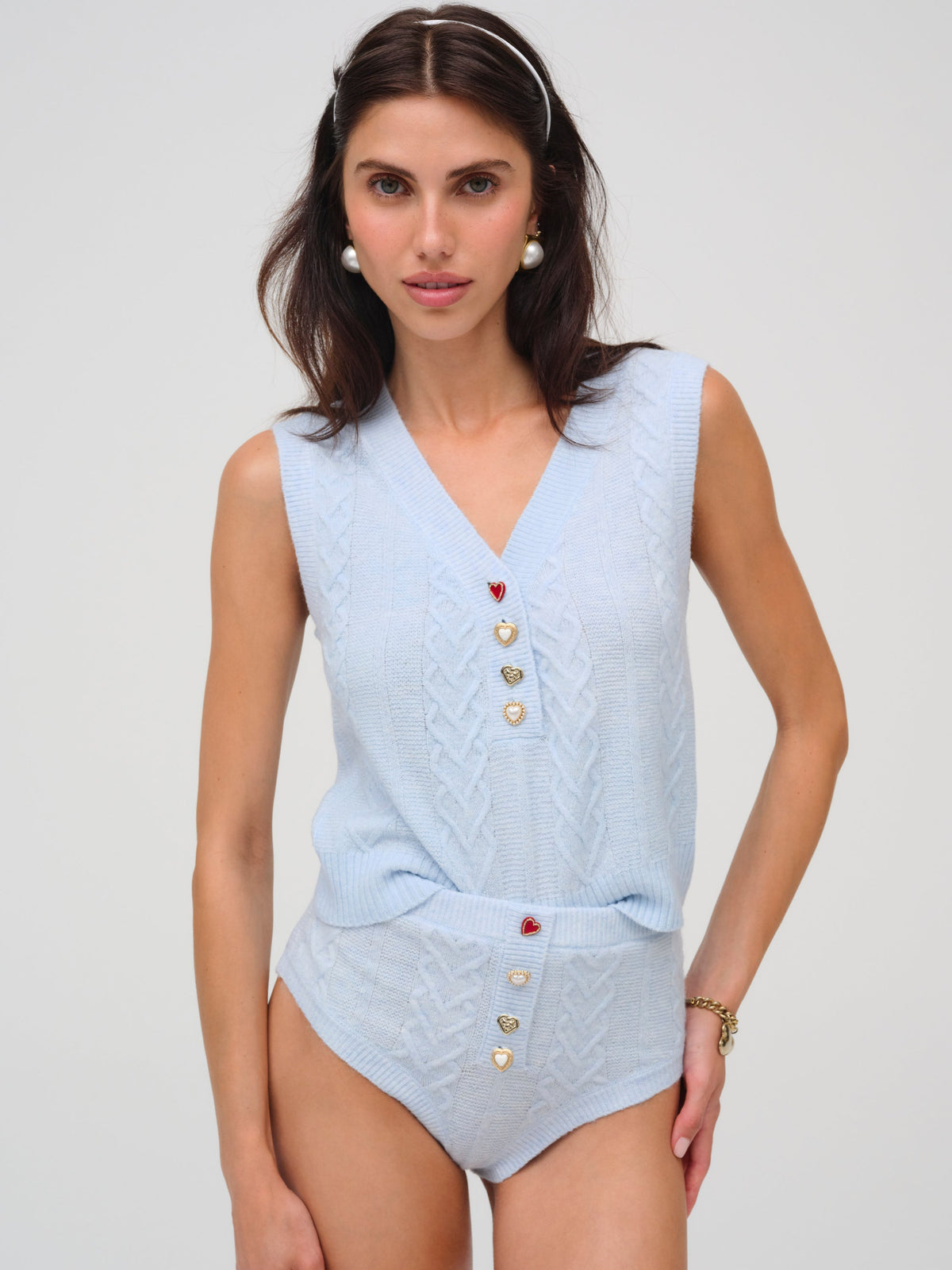 Cupid Cable Knit Vest - Blue