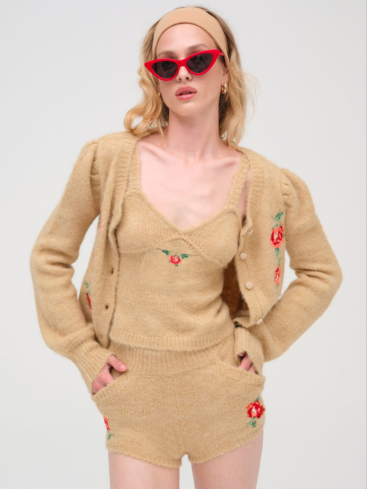 Grans Beaded Knit Short - Tan