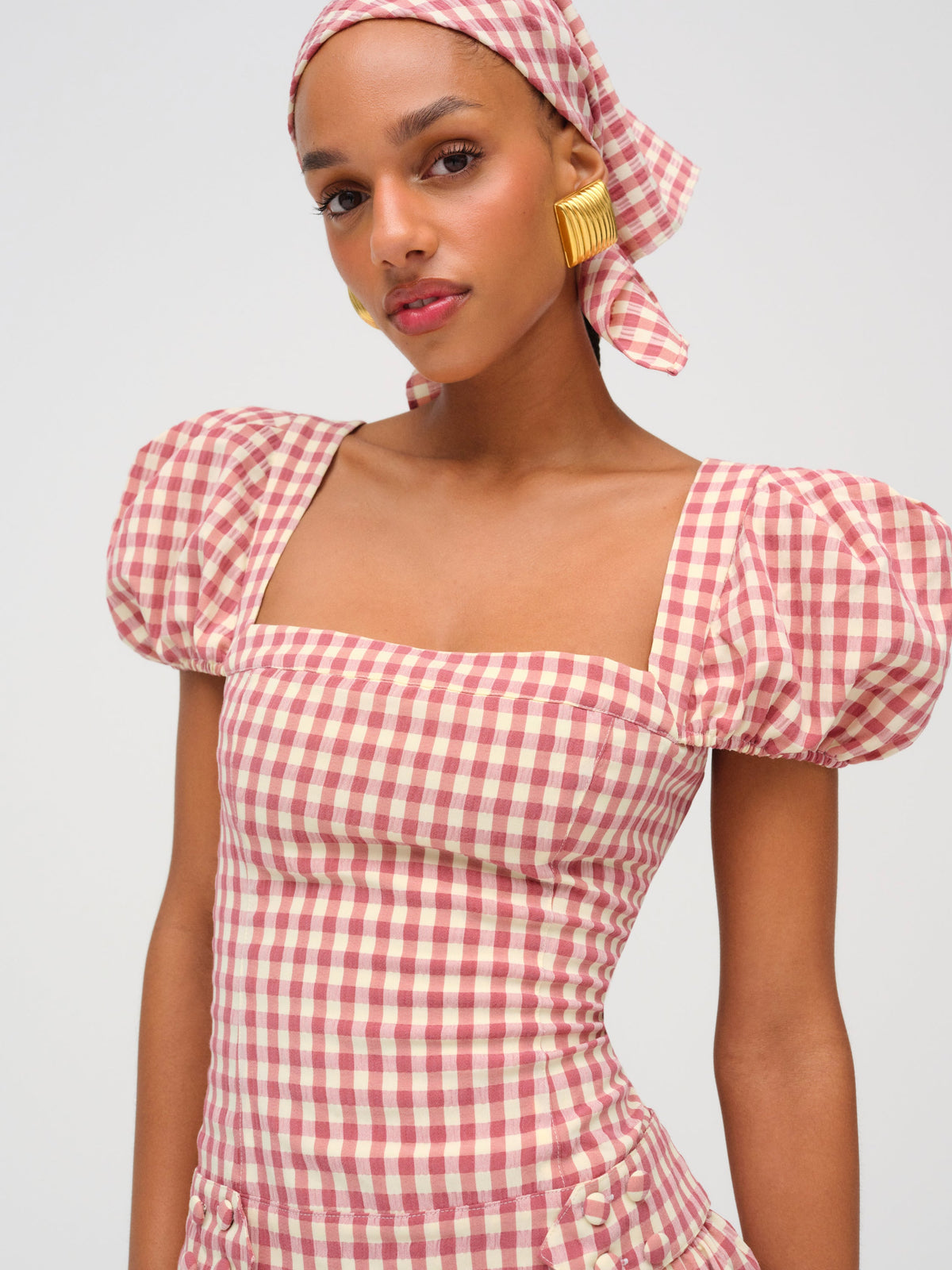 Georgia Gingham Short Sleeve Mini Dress - Mauve