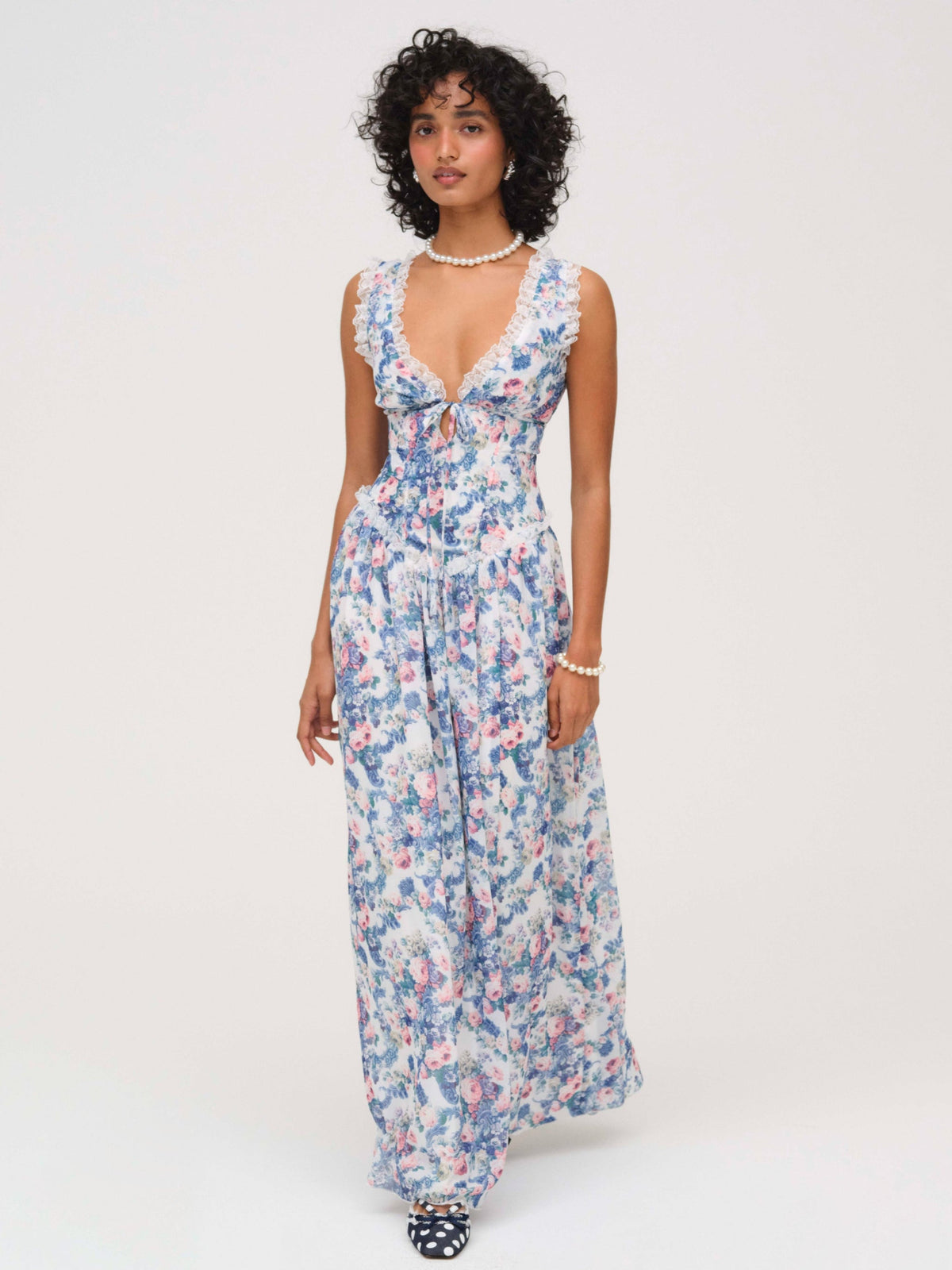 Audrey Floral Maxi Dress - Blue