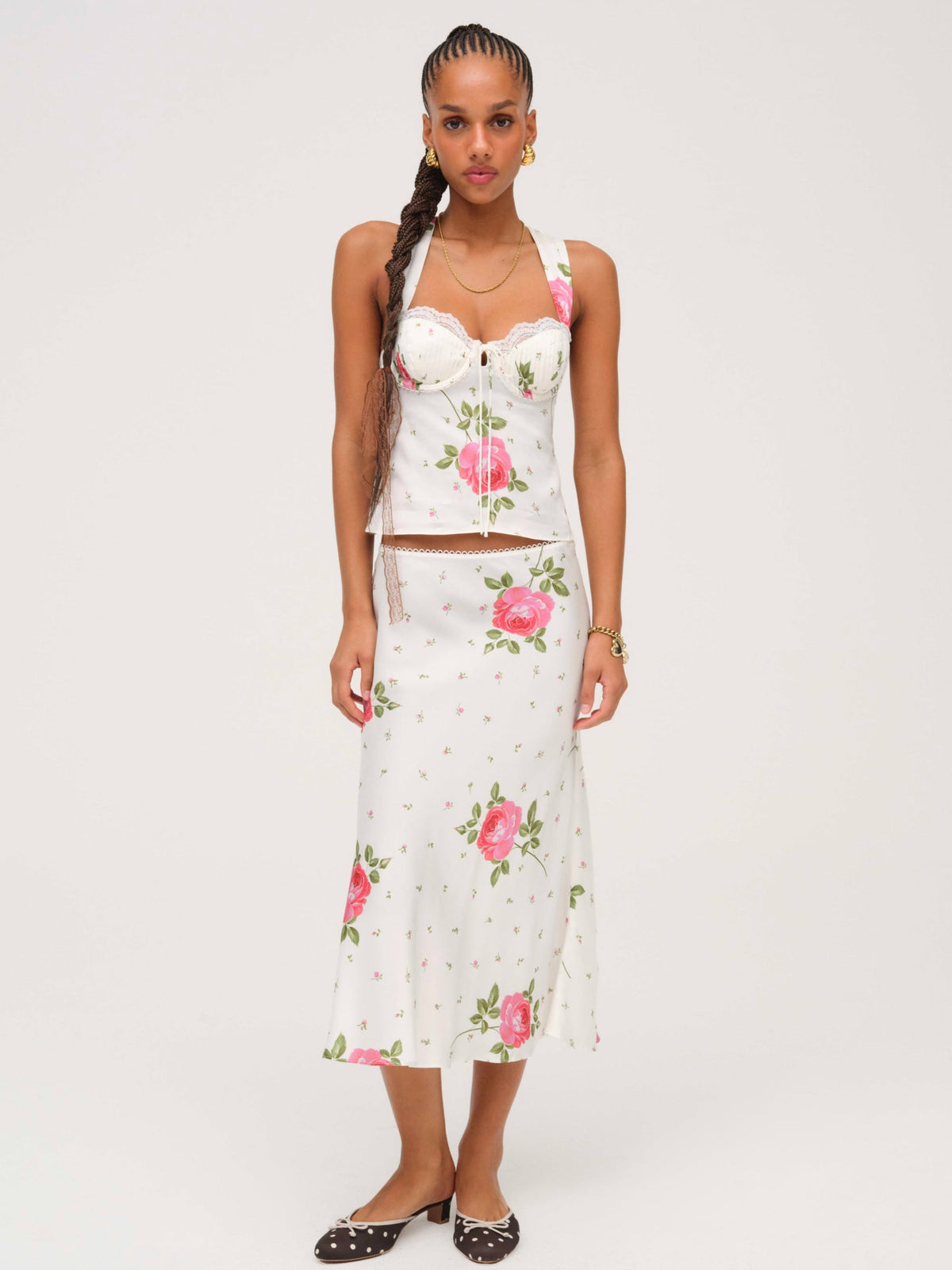 Rosebud Midi Skirt - White