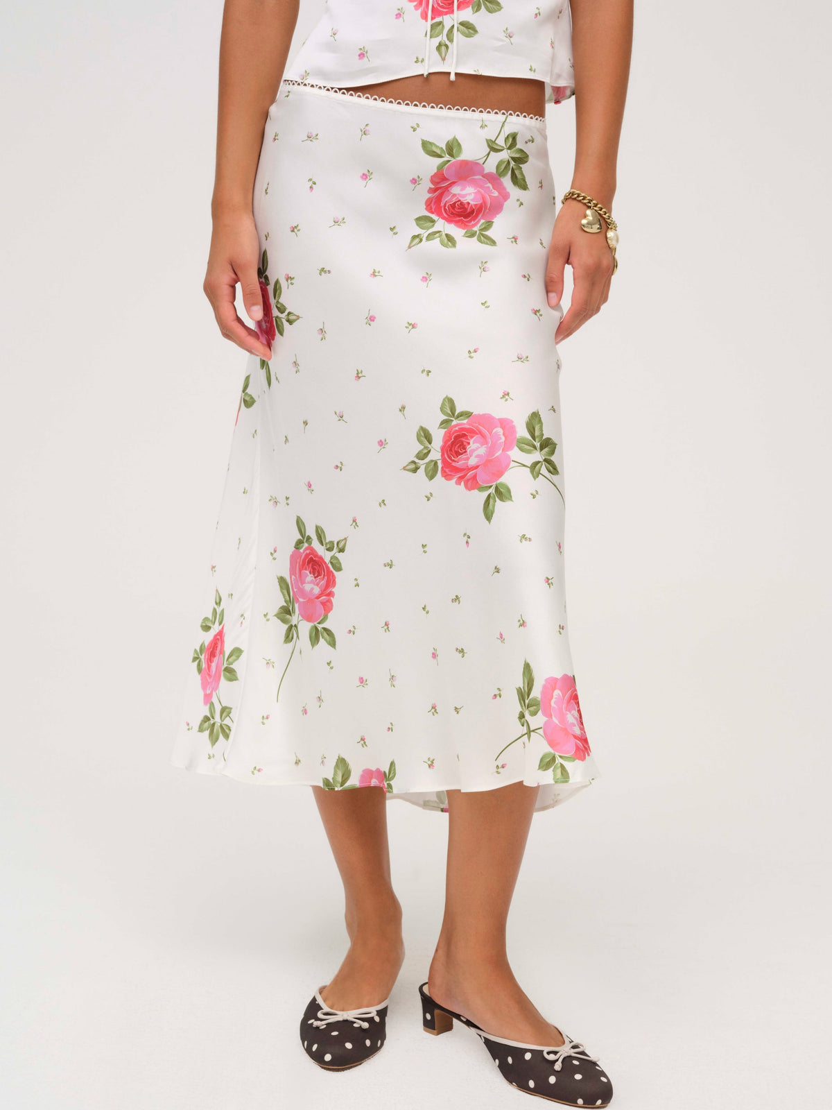 Rosebud Midi Skirt - White