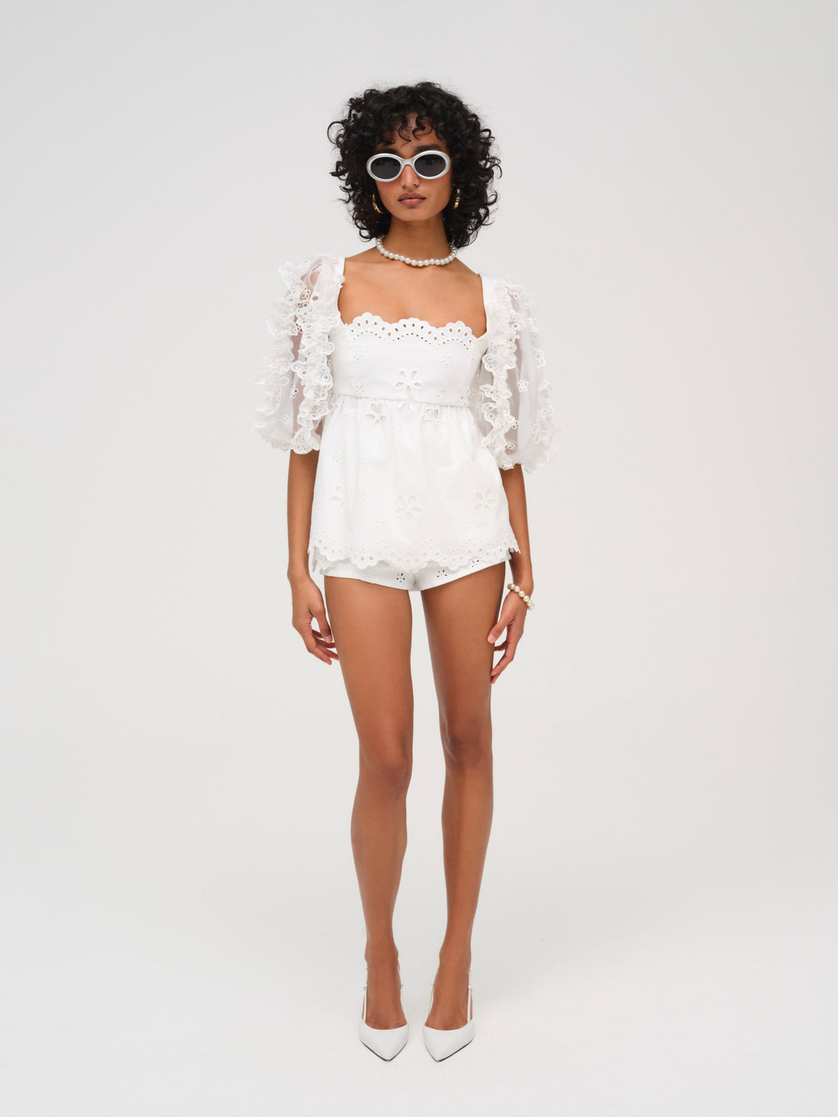 Daisy Eyelet Top - White