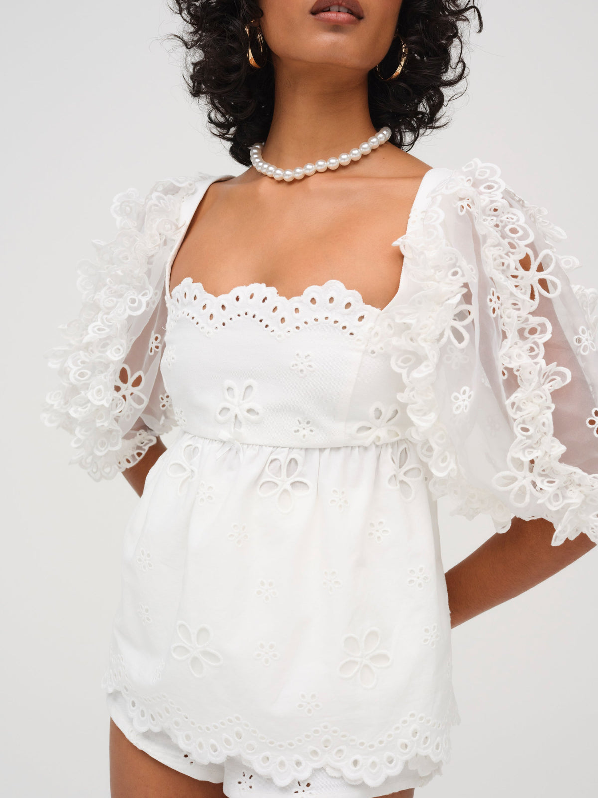 Daisy Eyelet Top - White